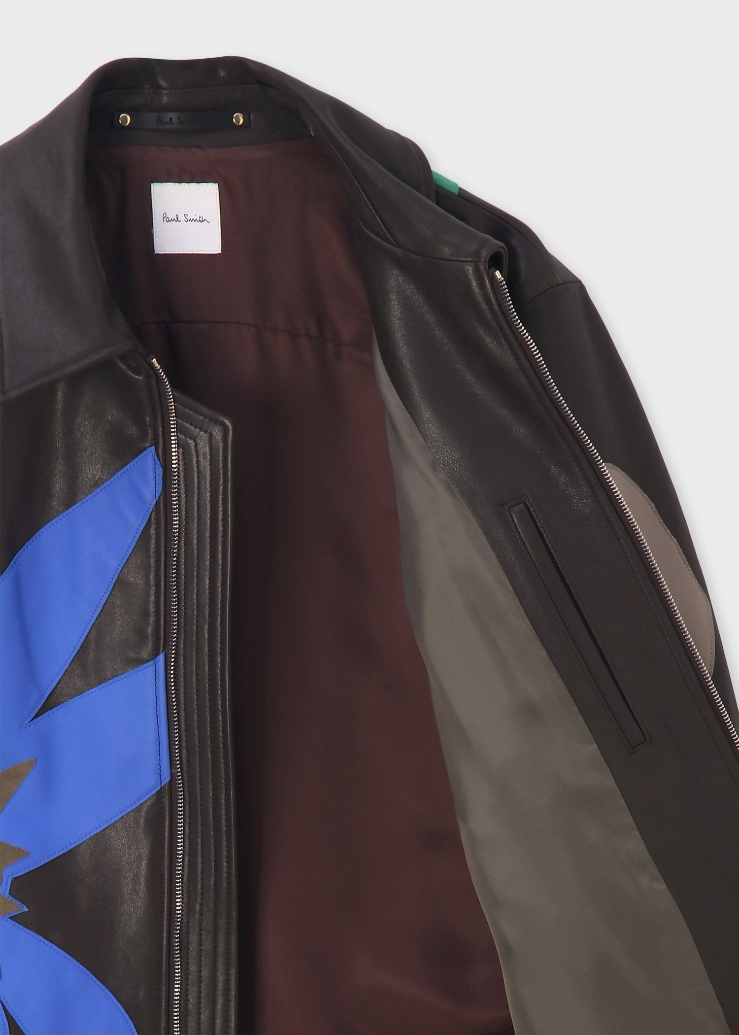 カラーブロックフローラル レザーブルゾン