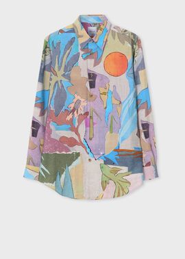 "River Collage" プリント 長袖シャツ