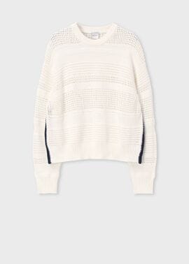 ウィメンズ ミックスパターン クルーネックニット