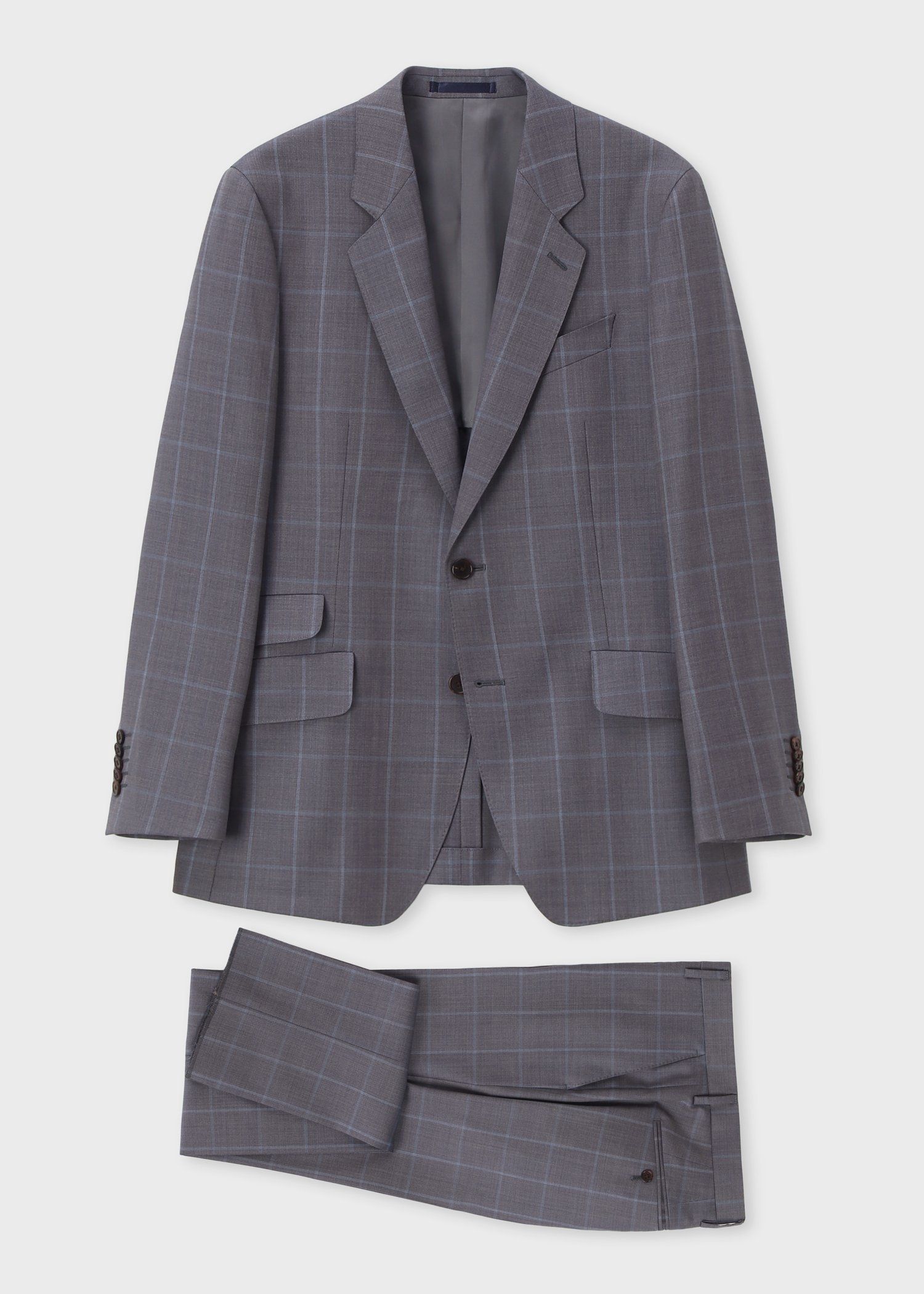 スモーキートーン ウィンドウペーン シングル2Bスーツ（グレイッシュ