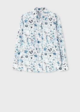 ポールスミス×リバティ　花柄シャツワンピース ウィメンズ リバティプリント 長袖シャツ（ブルー） ｜ポール・スミス