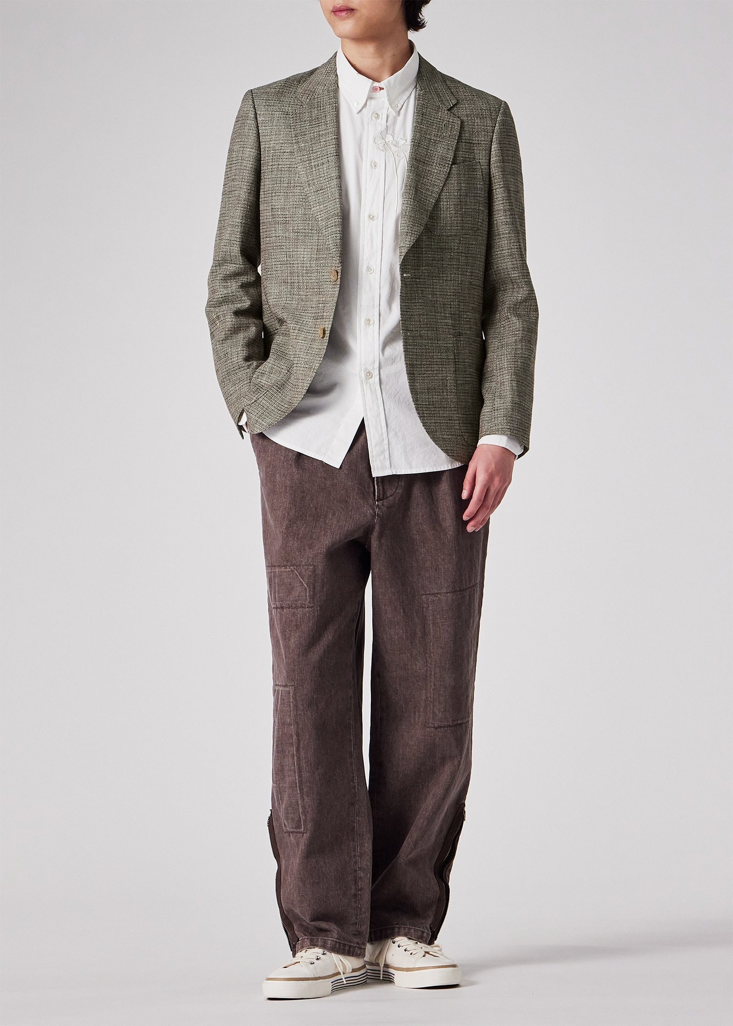 RED EAR ヘムジップ デニムタックパンツ