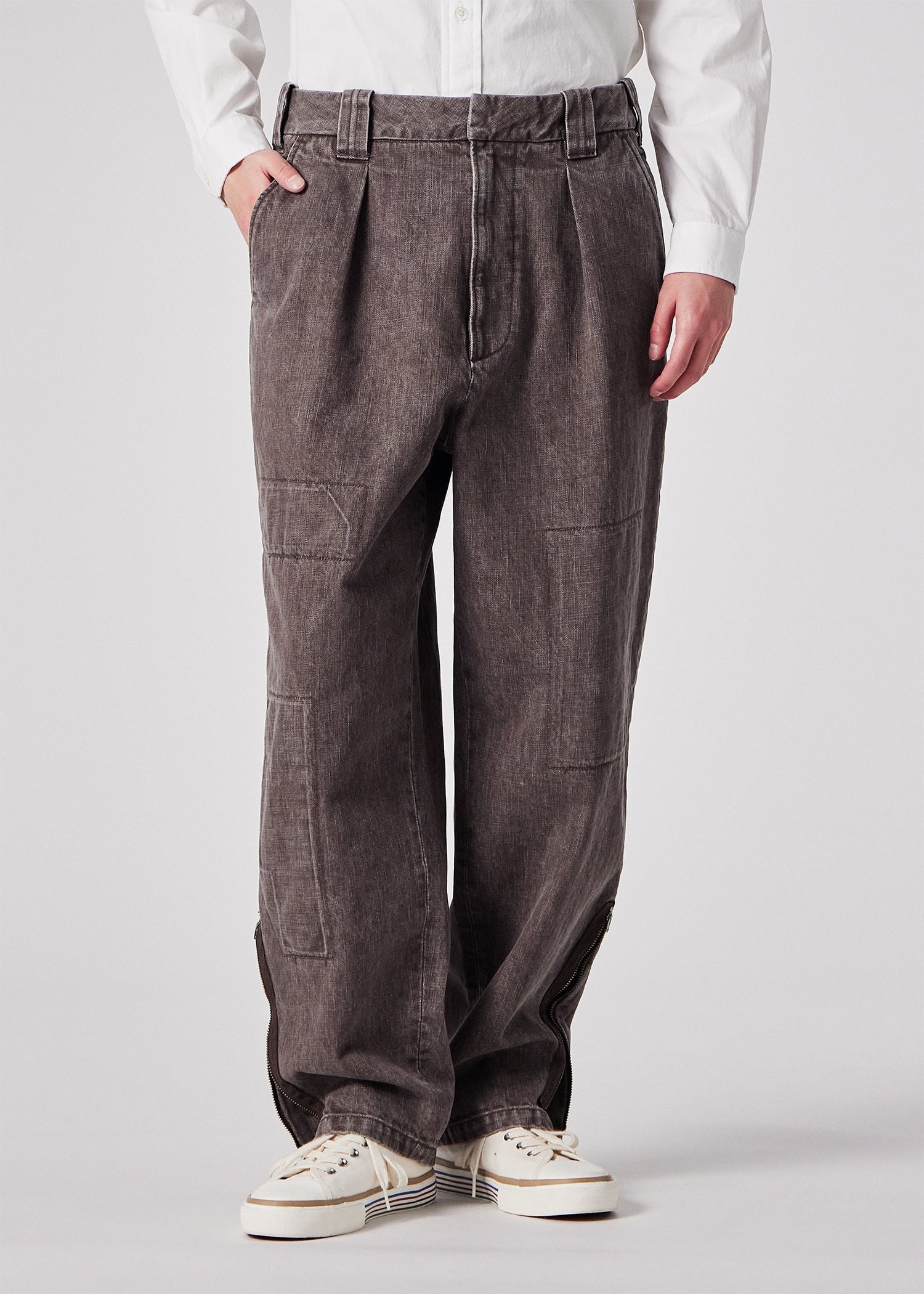 RED EAR ヘムジップ デニムタックパンツ