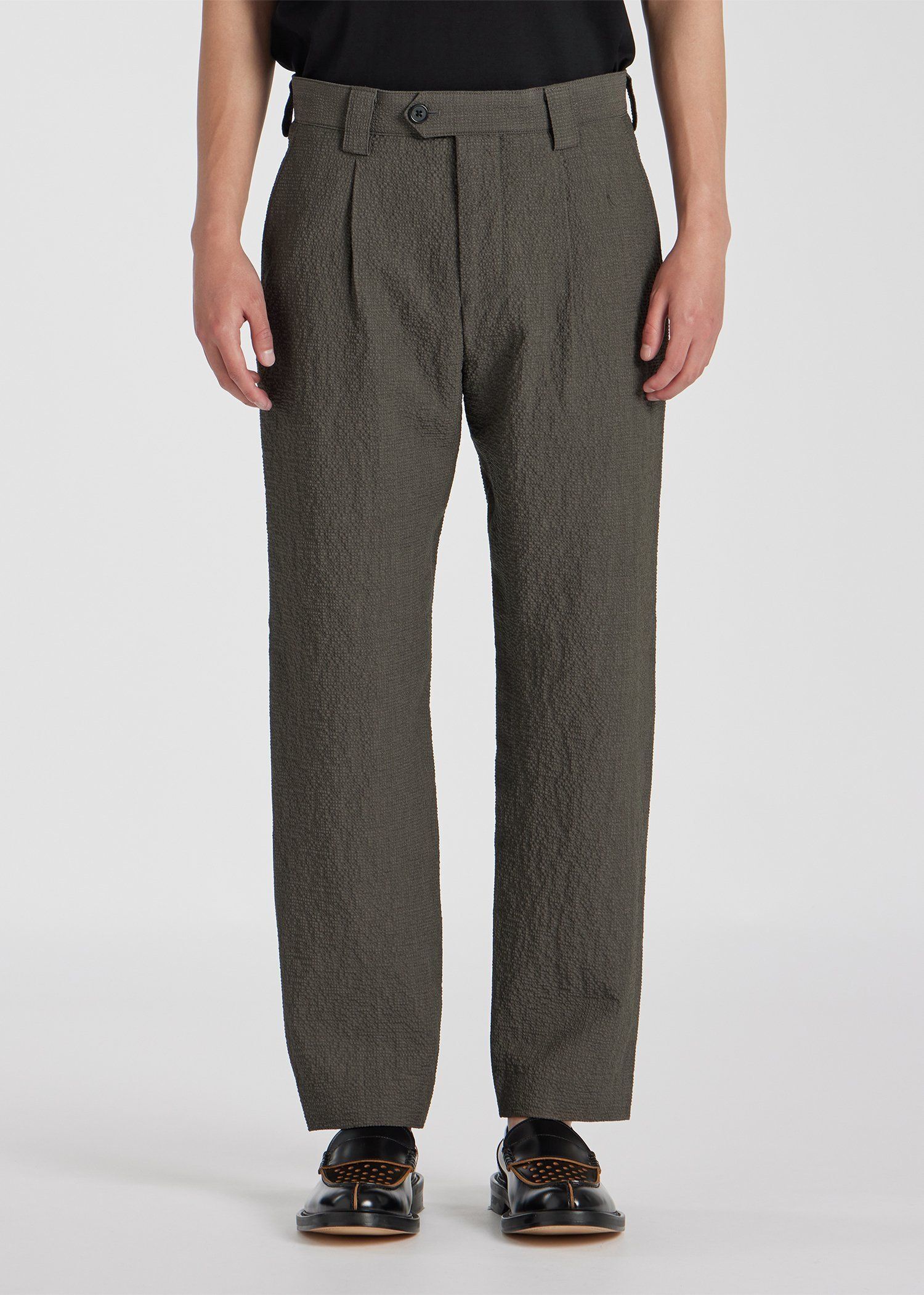 ウールシアサッカー テーパードトラウザーズ