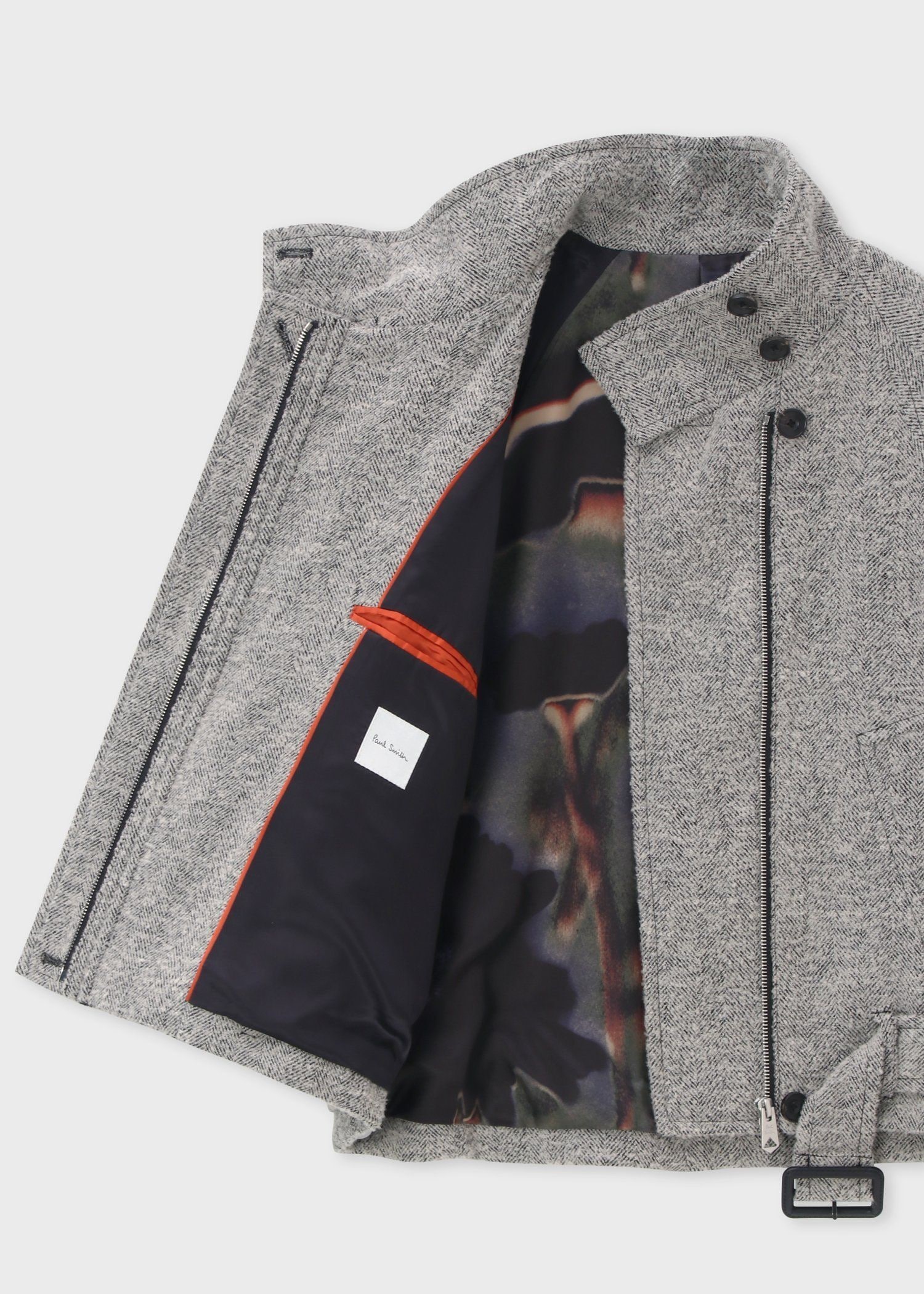 ウィメンズ ヘリンボーン ツイード スタンドカラー ブルゾン