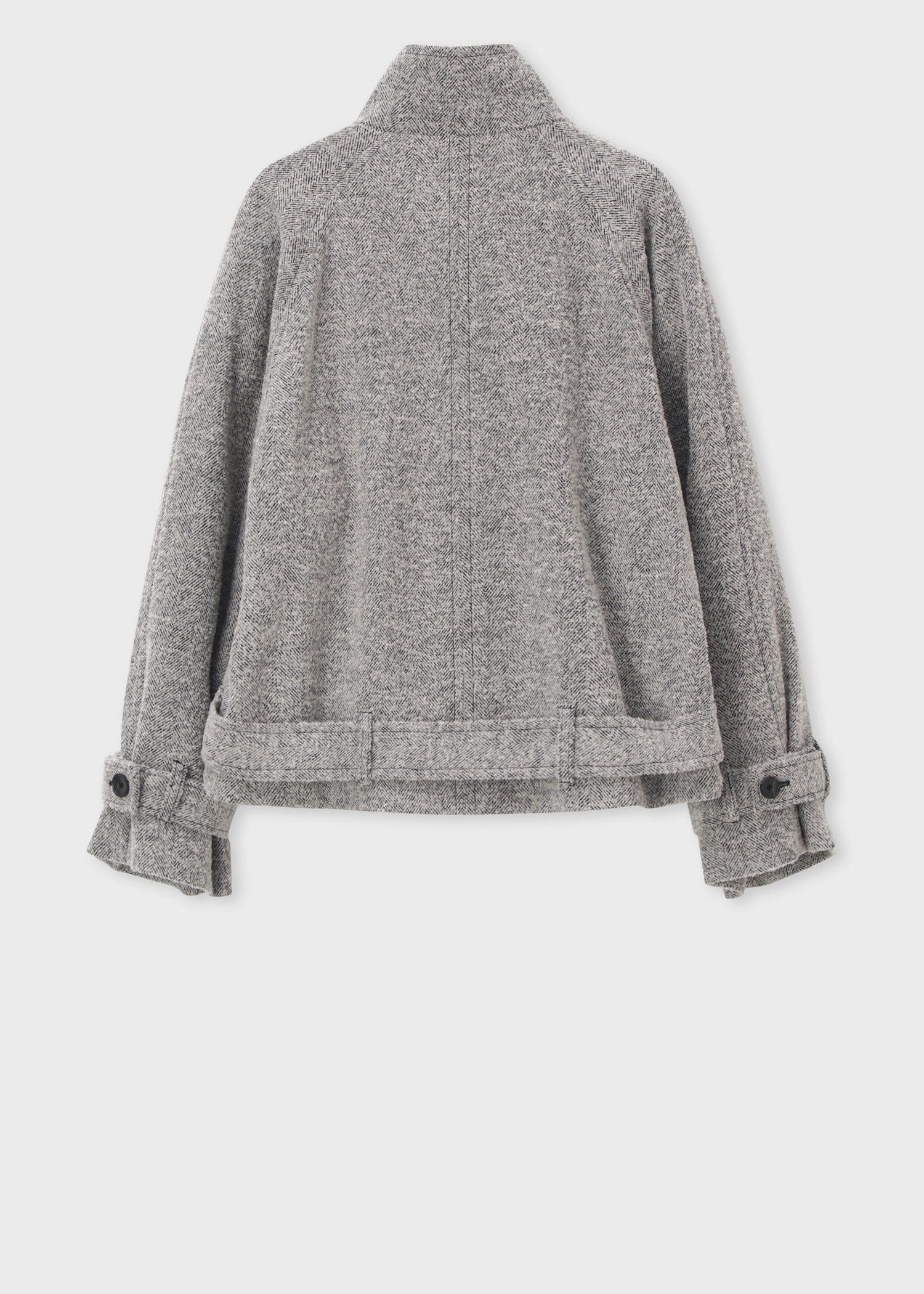 ウィメンズ ヘリンボーン ツイード スタンドカラー ブルゾン