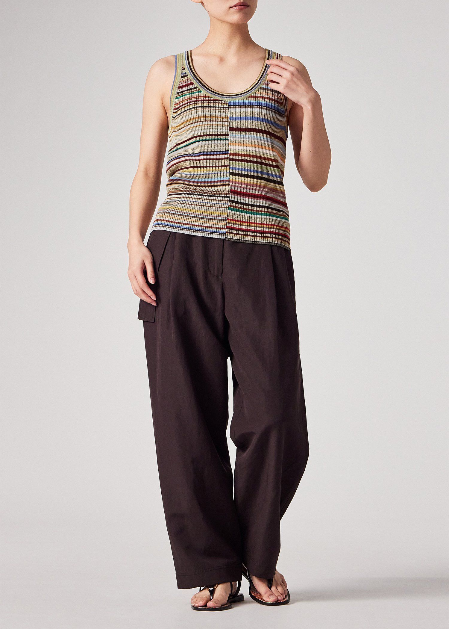 ウィメンズ "Signature Stripe" グリッターノースリーブニット