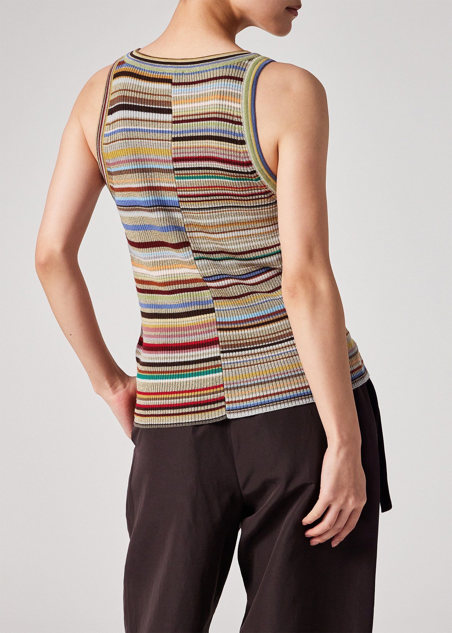 ウィメンズ "Signature Stripe" グリッターノースリーブニット