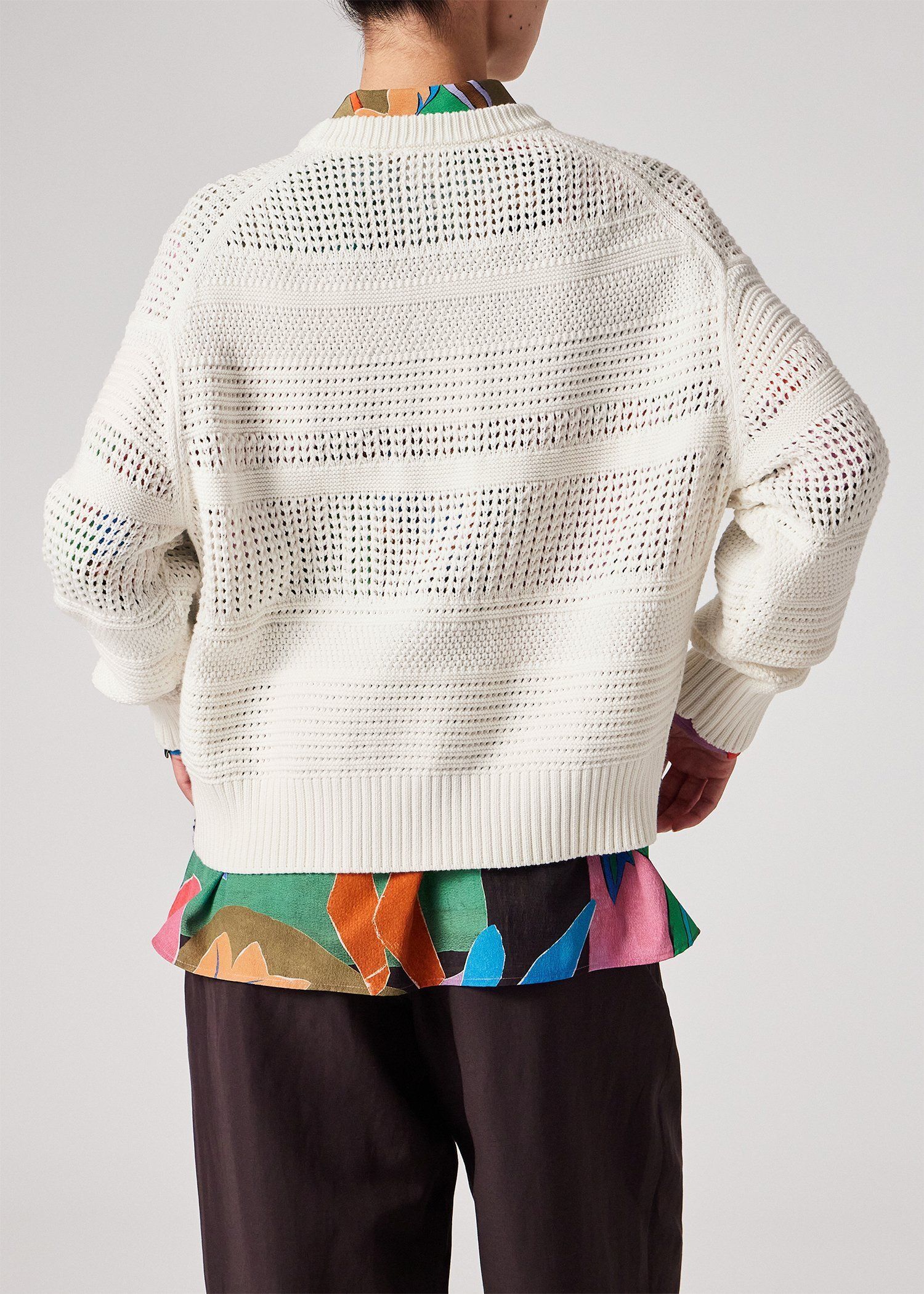 ウィメンズ ミックスパターン クルーネックニット