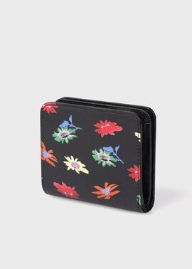 【新品同様・完品】ポールスミス 財布 カフリンクプリント PSC426 牛革 プリントコンビネーション 2つ折り財布（チャコールグレー） ｜ポール