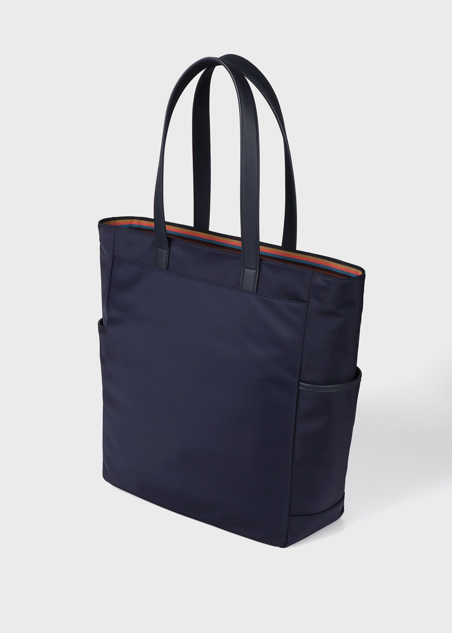 ナイロンブライトストライプトリム トートバッグ