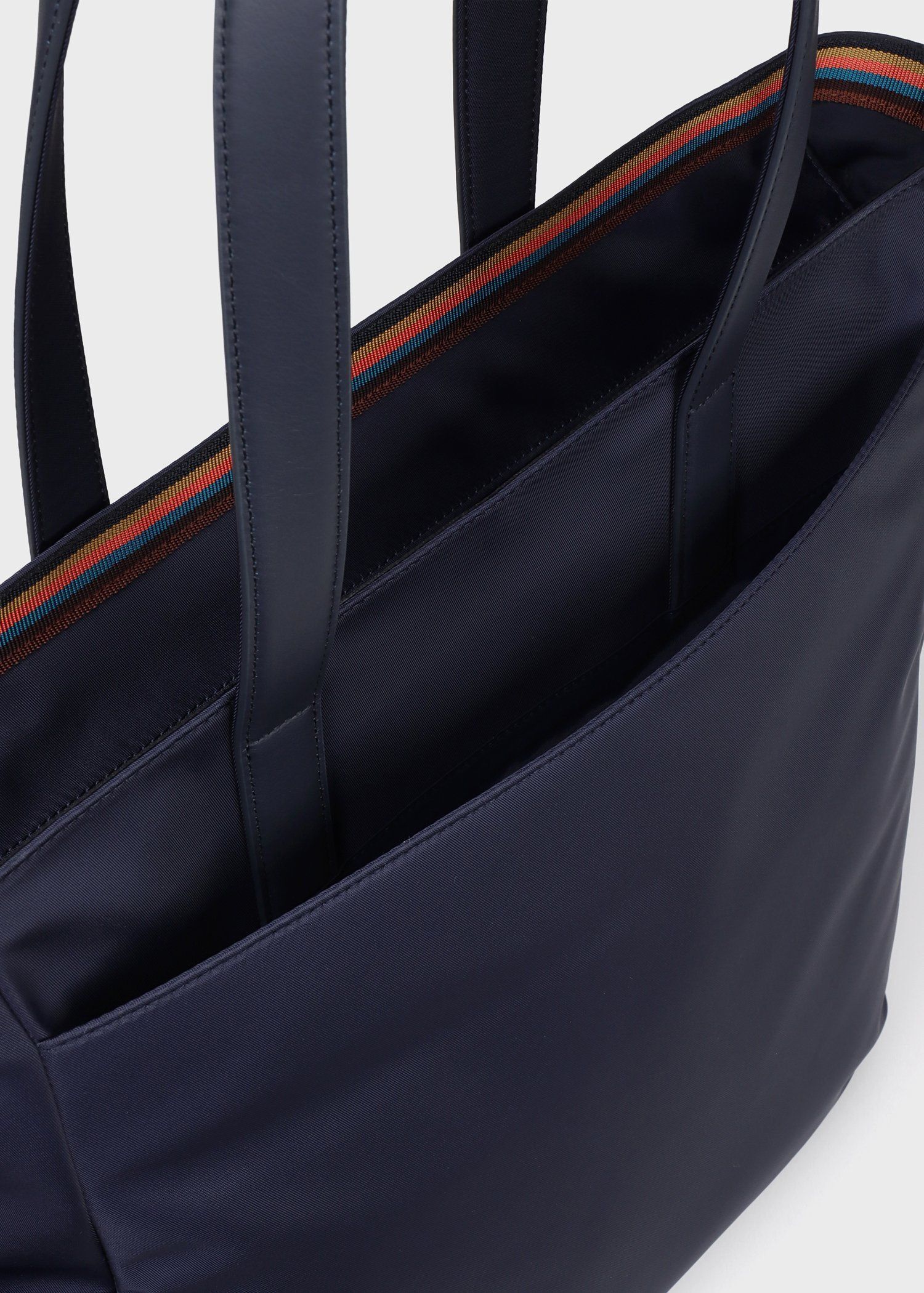 ナイロンブライトストライプトリム トートバッグ