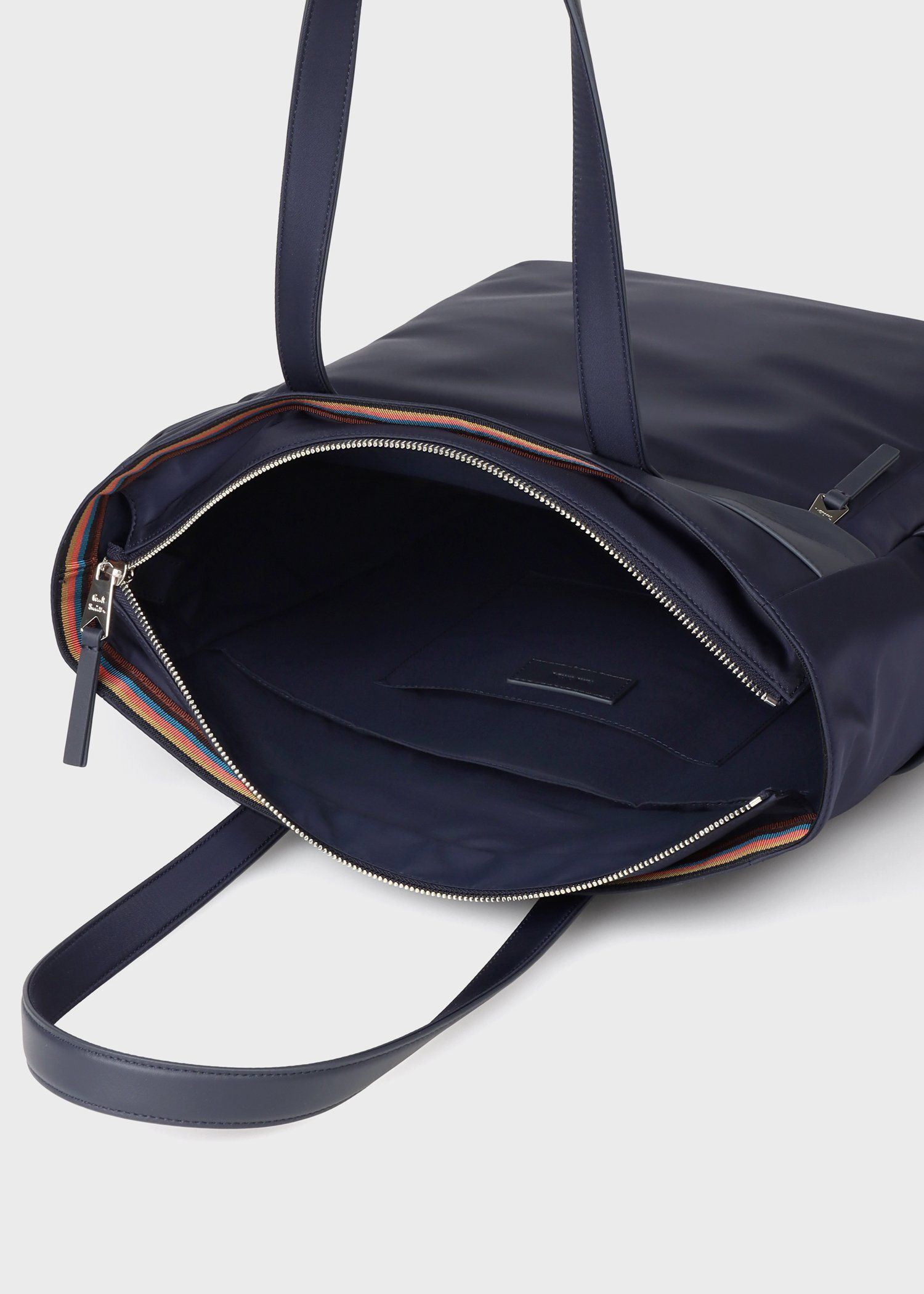 ナイロンブライトストライプトリム トートバッグ