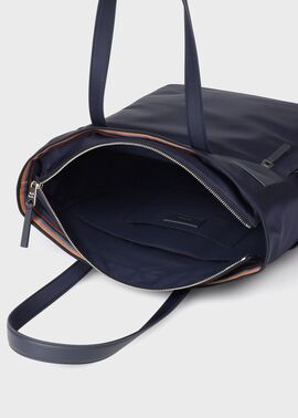 新品/タグ付き 3万円引き/Paul Smith (Bag&SLG)/ポール・スミス レザーブライトストライプトリム　トートバッグ　ＡＰＳ４９３ ナイロンブライトストライプトリム トートバッグ（ネイビー） ｜ポール