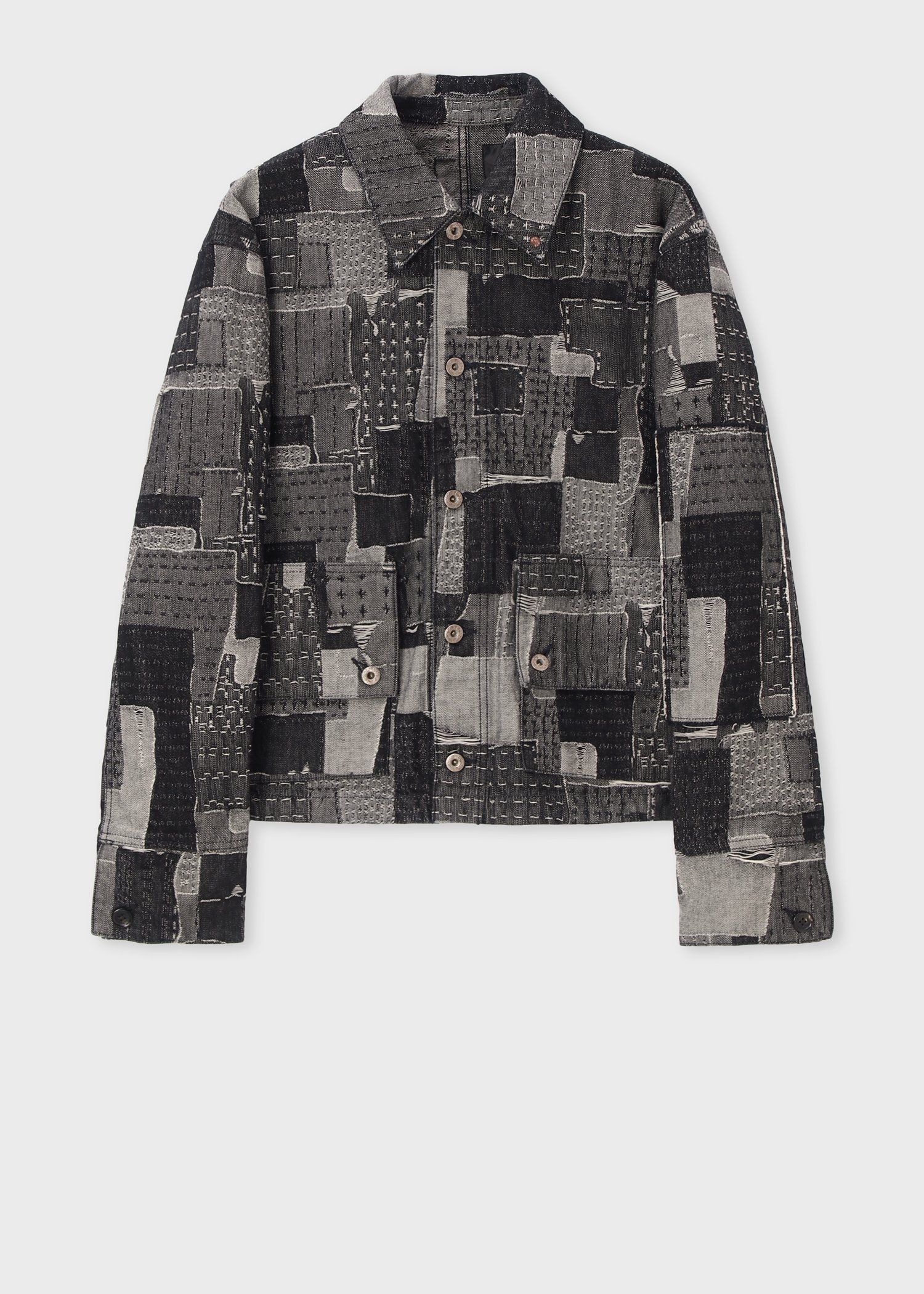 PaulSmith RED EAR パッチワークジャケット ブラック・グレー RED EAR ウーブンパッチワークデニム トラッカージャケット ｜ポール