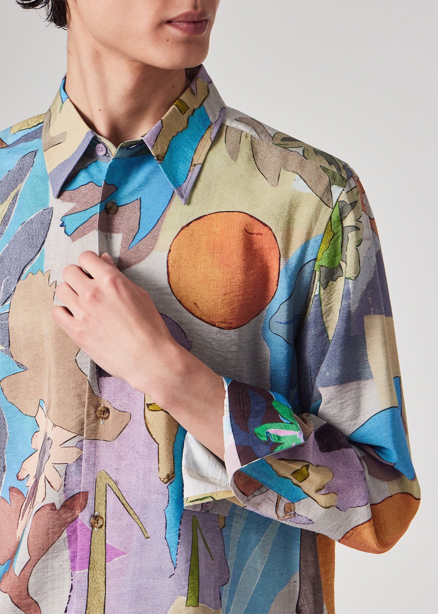 "River Collage" プリント 長袖シャツ