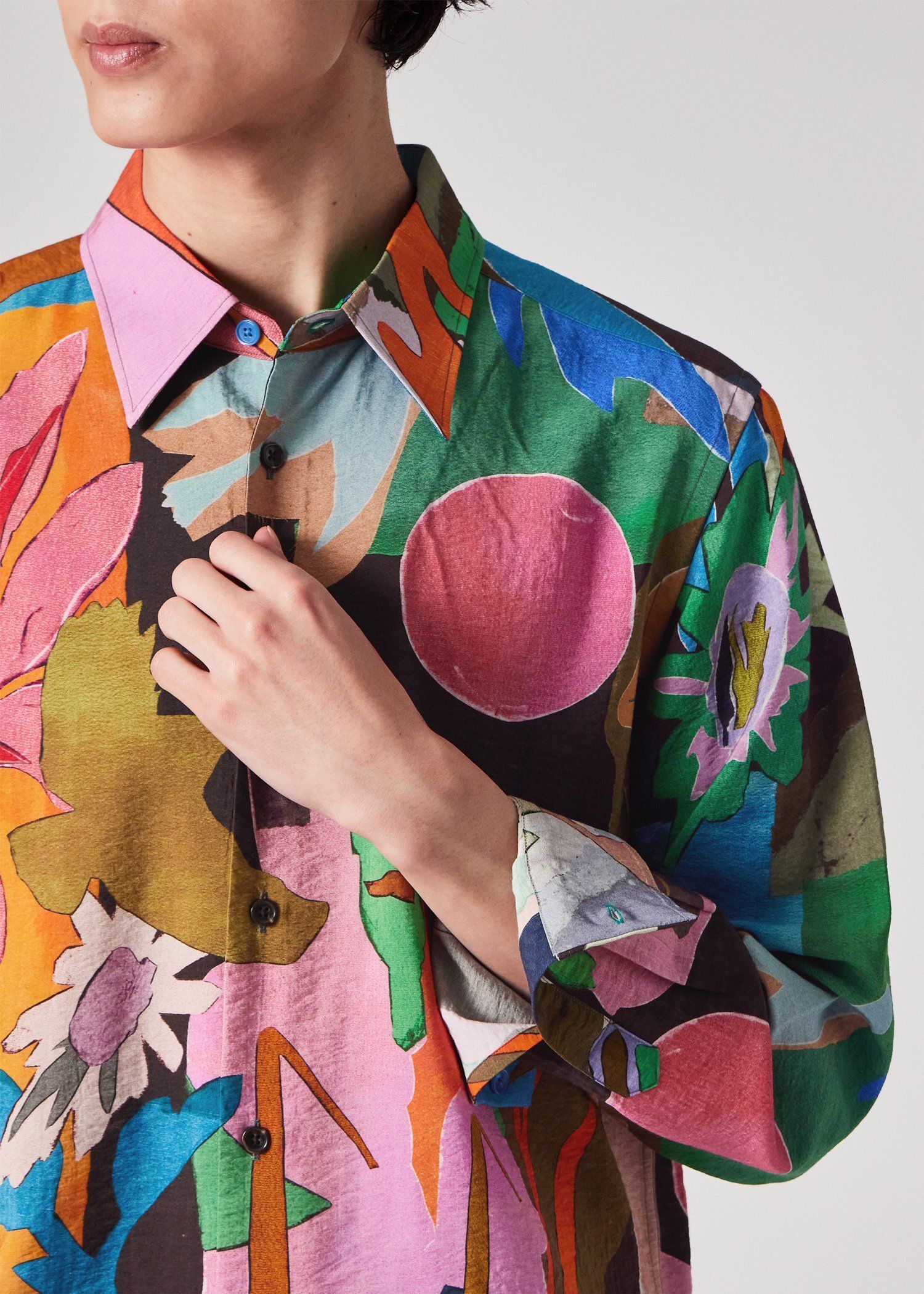 "River Collage" プリント 長袖シャツ