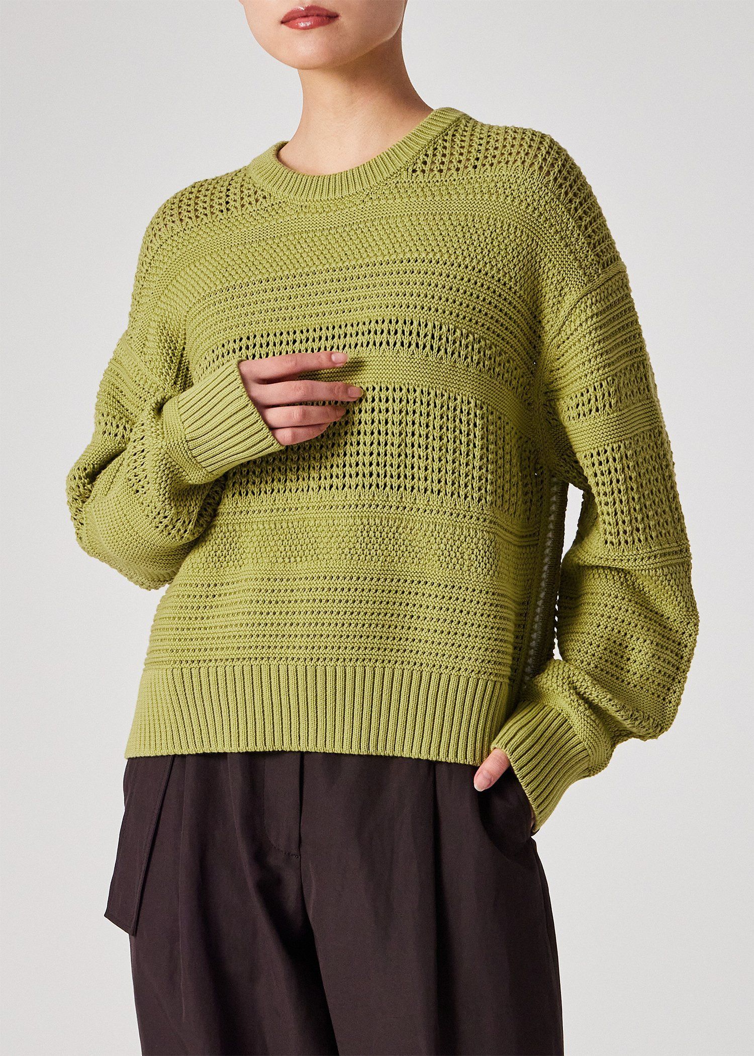 ウィメンズ ミックスパターン クルーネックニット