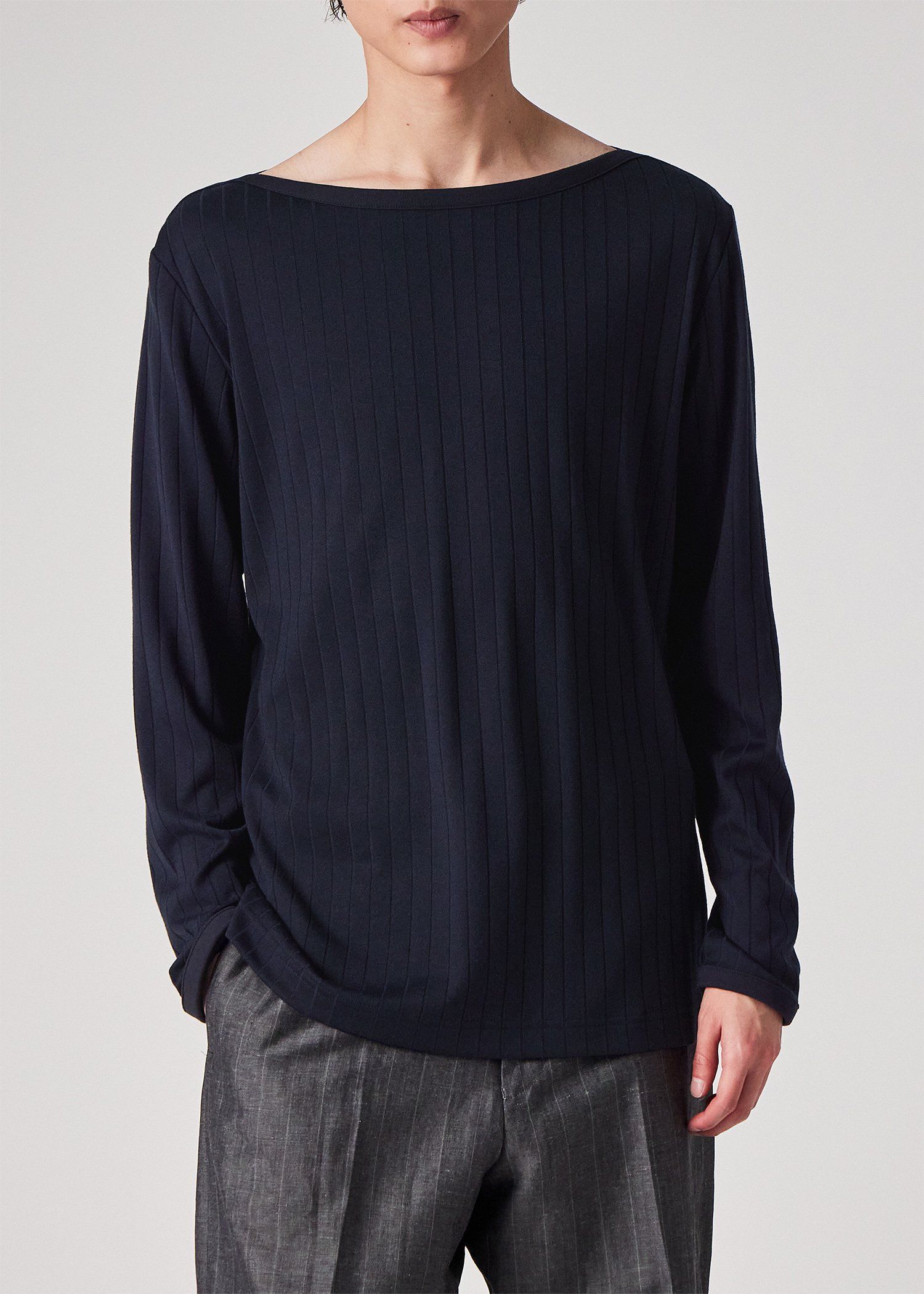 ボートネック 長袖Tシャツ