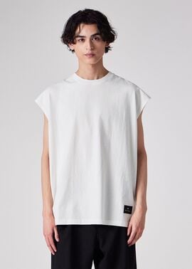 Paul Smith 　ポールスミス　モノトーン転写ノースリーブシャツ ヴィンテージライク ノースリーブTシャツ（ホワイト） ｜ポール・スミス
