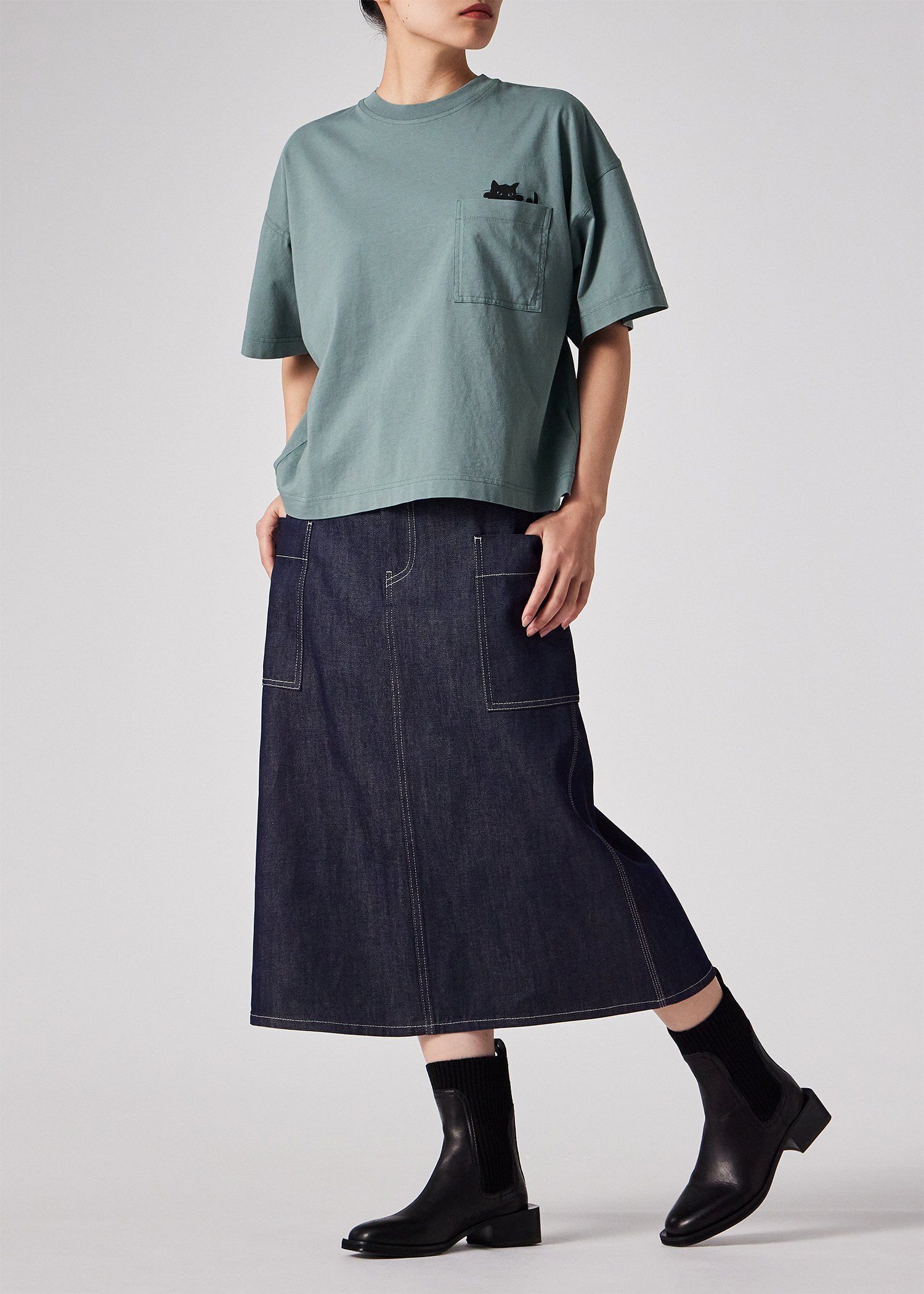 ウィメンズ キャットプリント 半袖Tシャツ