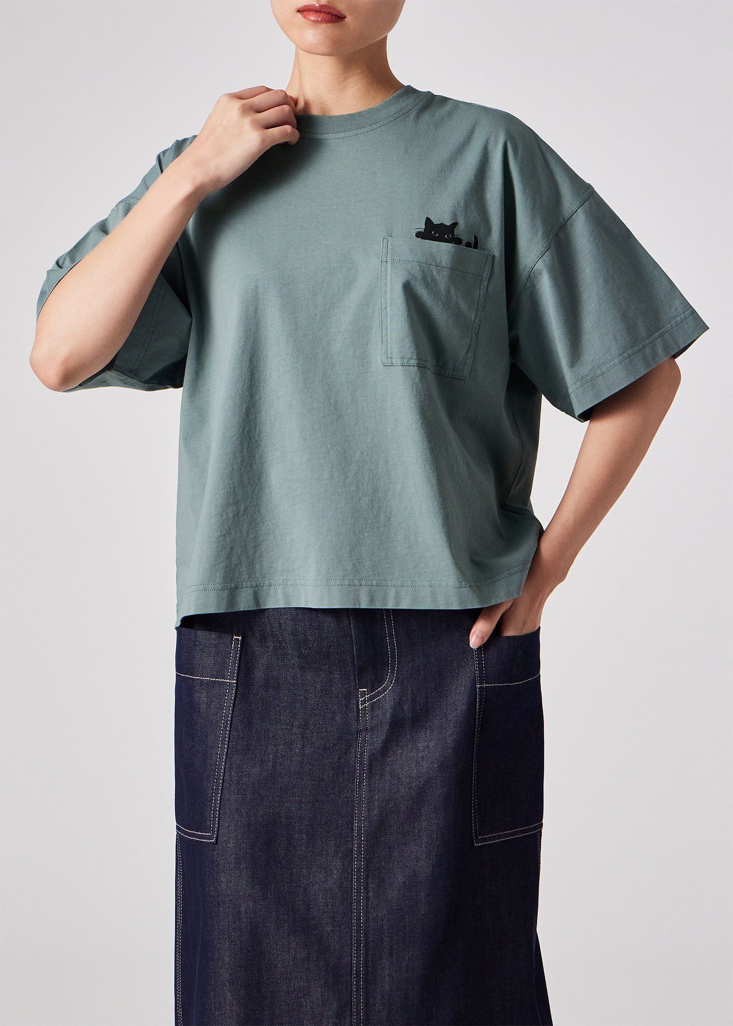 ウィメンズ キャットプリント 半袖Tシャツ