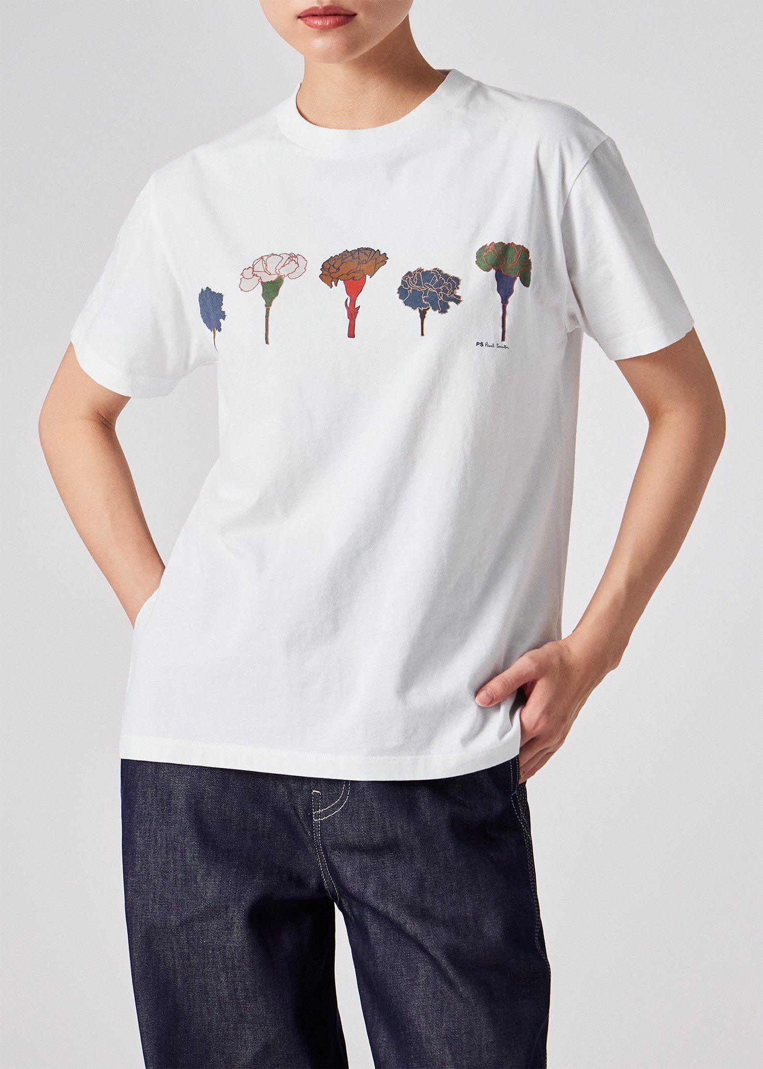 ウィメンズ ペインティングフラワー 半袖Tシャツ