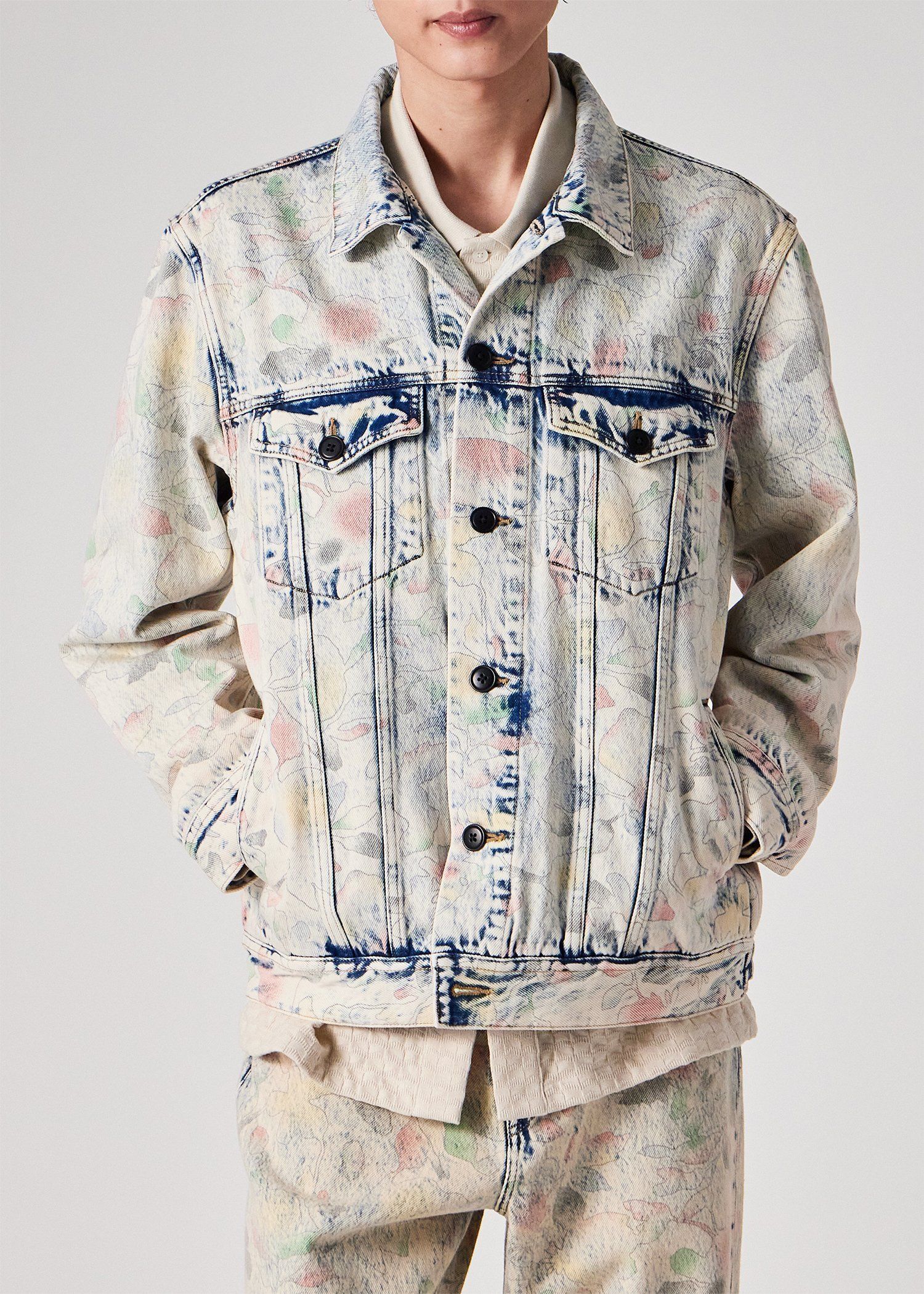 "Bleach Denim Floral" デニムジャケット