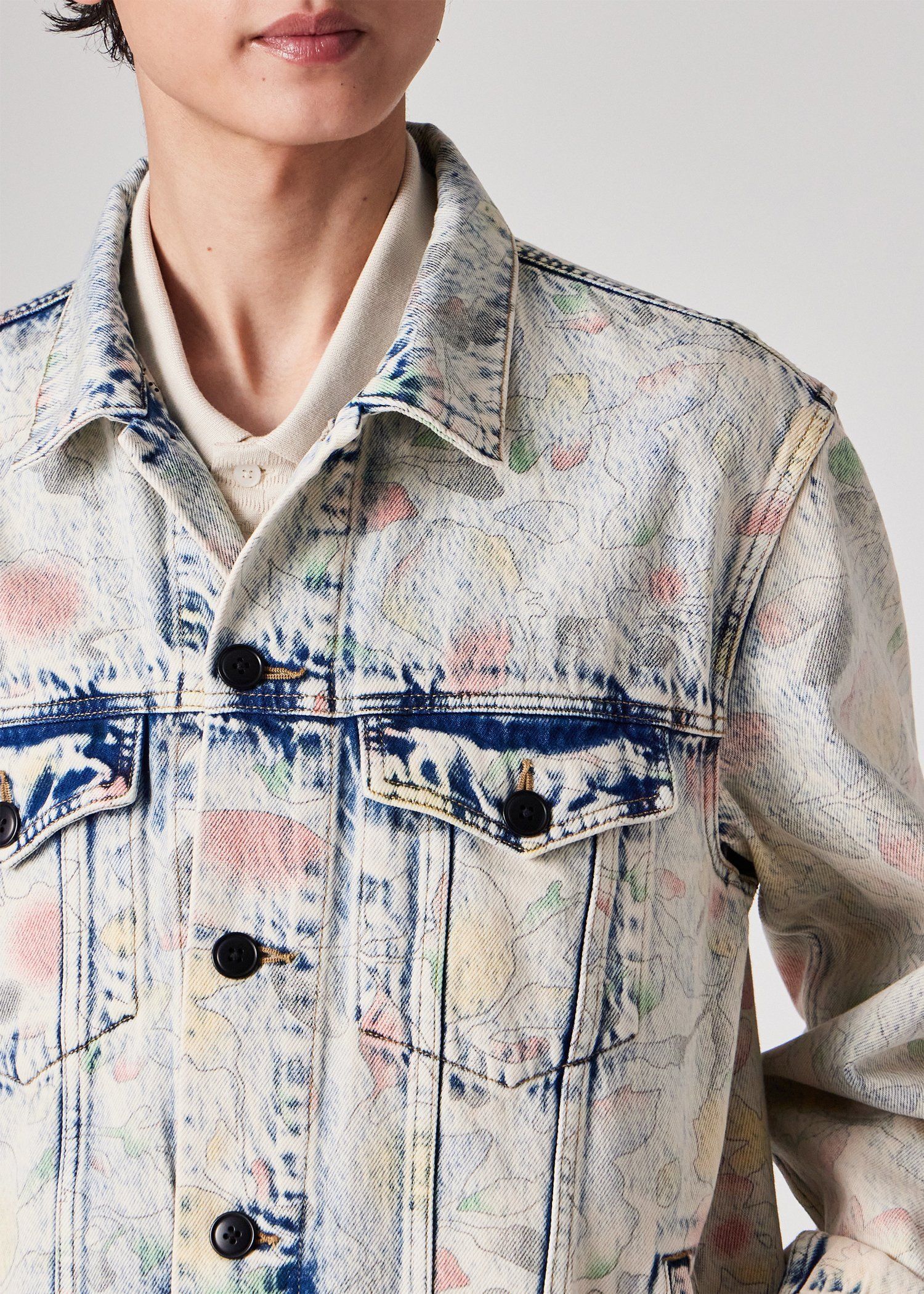 "Bleach Denim Floral" デニムジャケット