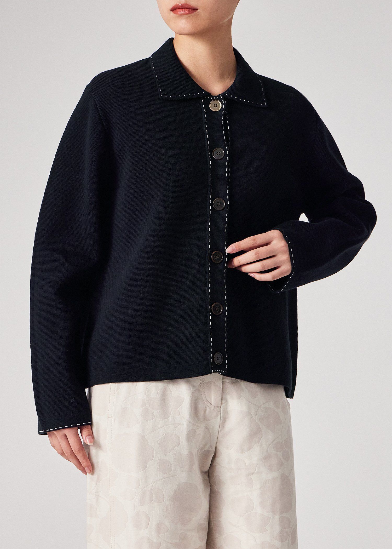 ウィメンズ コントラストステッチ ミラノリブ ニットブルゾン