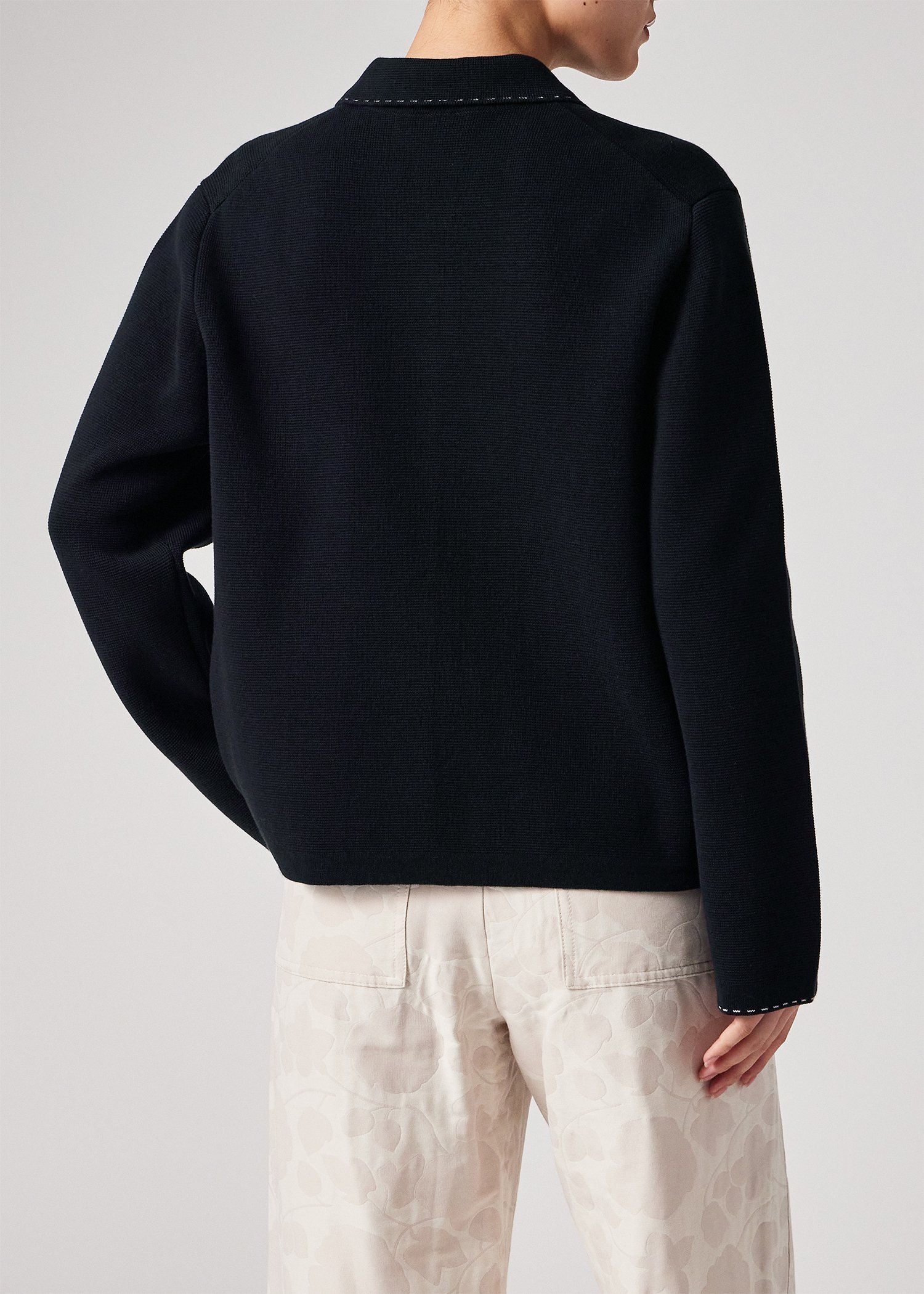 ウィメンズ コントラストステッチ ミラノリブ ニットブルゾン