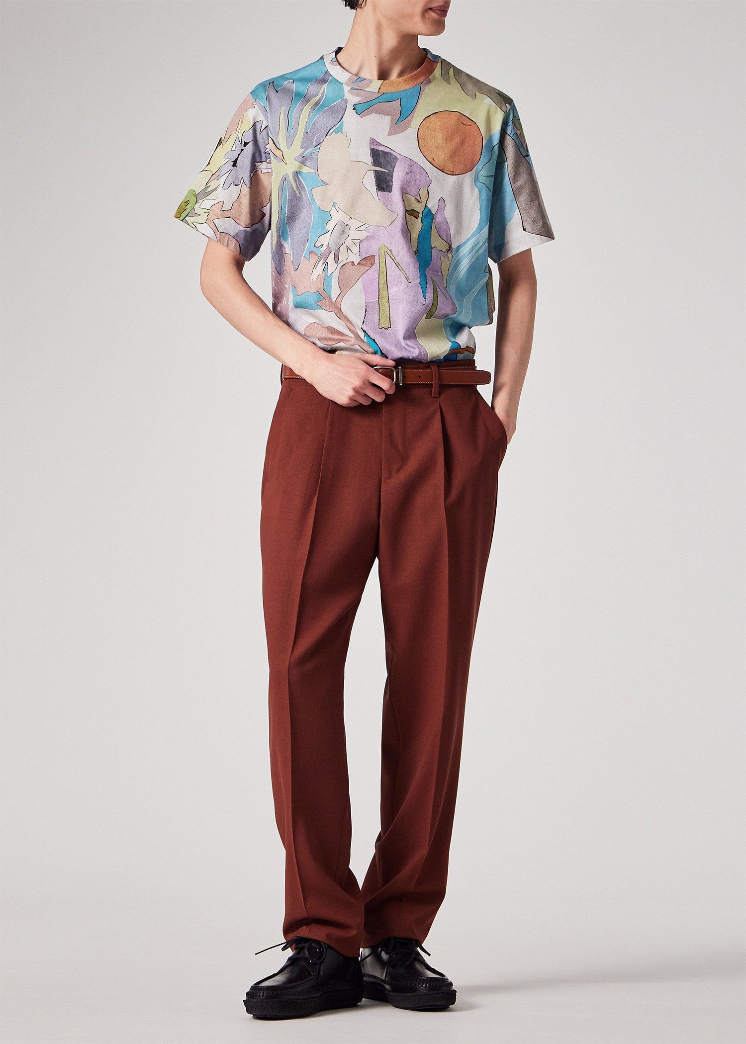 "River Collage" プリント 半袖Tシャツ