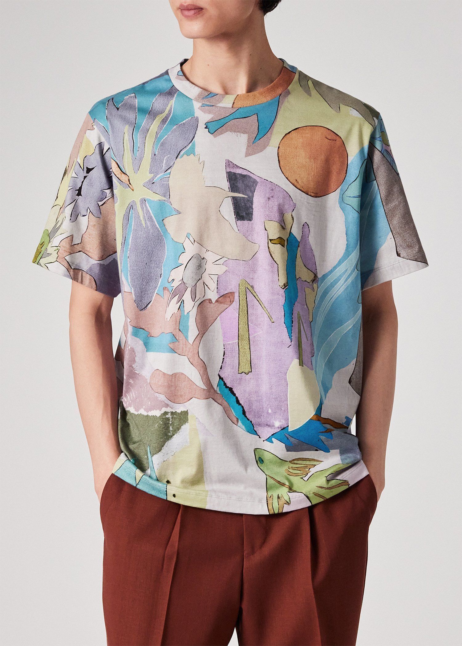 "River Collage" プリント 半袖Tシャツ