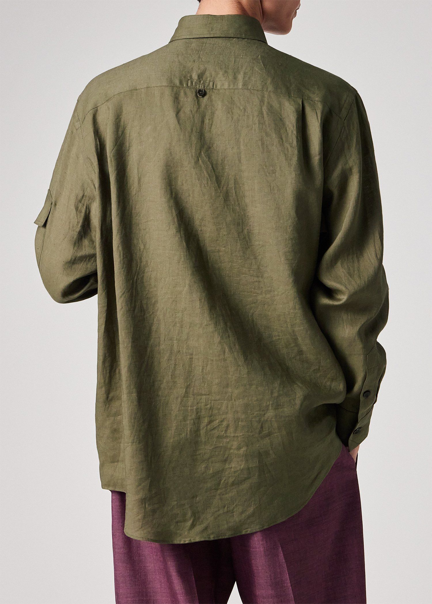 ミリタリー リネン 長袖シャツ