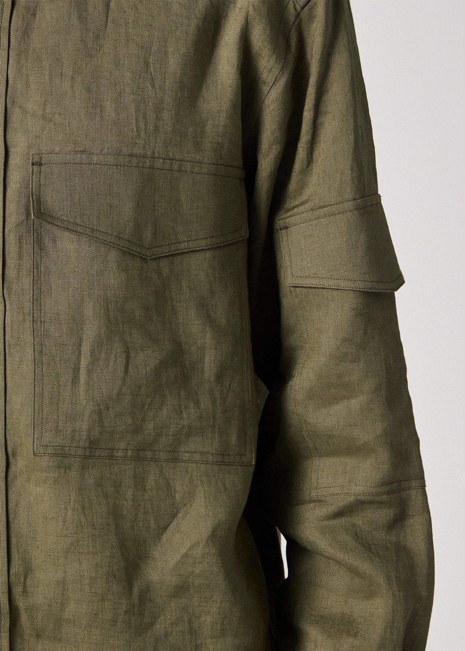 ミリタリー リネン 長袖シャツ