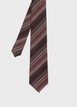 極美品⭐️Paul Smith バーガンディ ストライプ ネクタイ　現行タグ マルチストライプ タイ（バーガンディ） ｜ポール・スミス