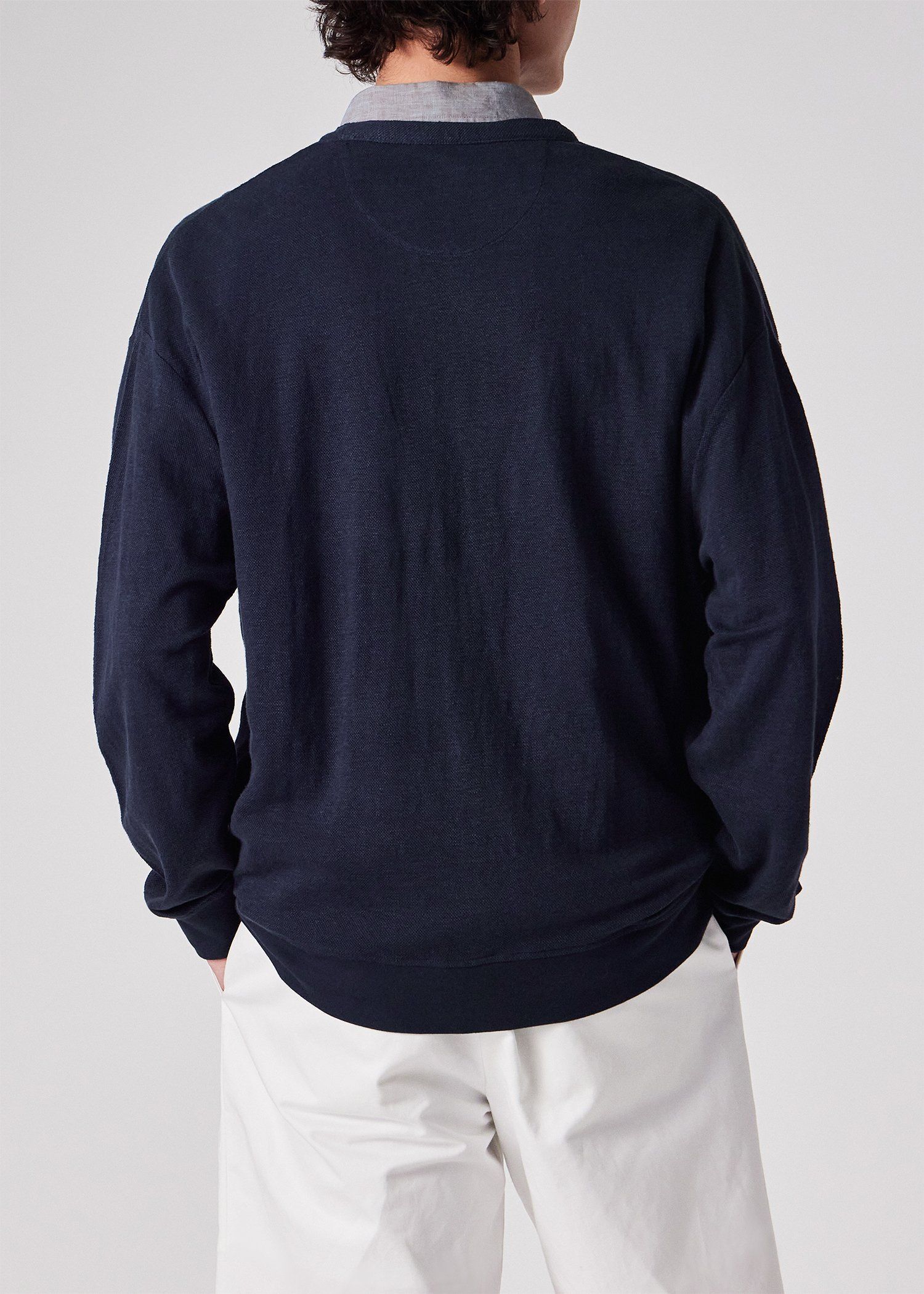 カラーリネン 鹿の子 カーディガン