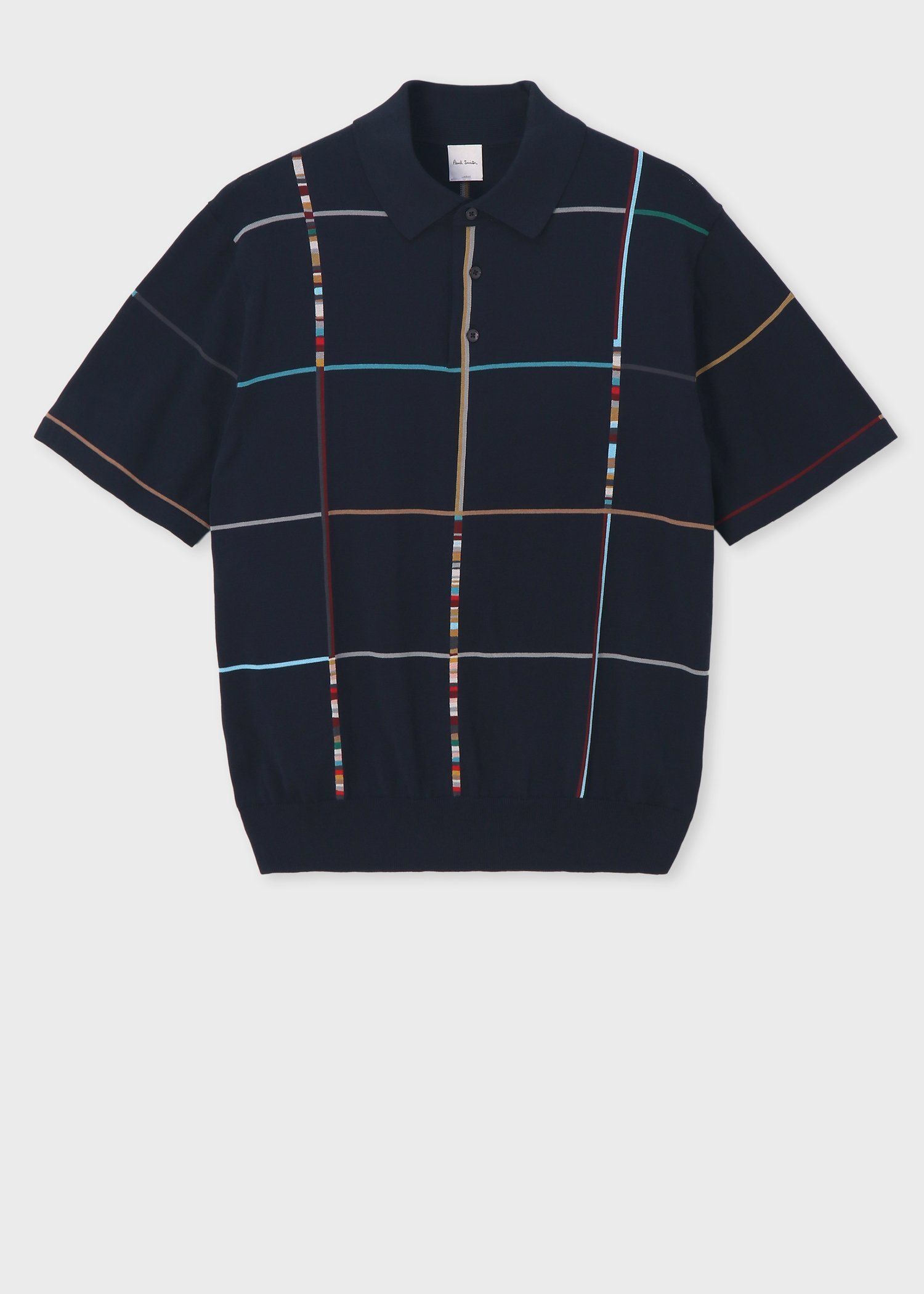 マルチカラーチェック 半袖ニットポロ