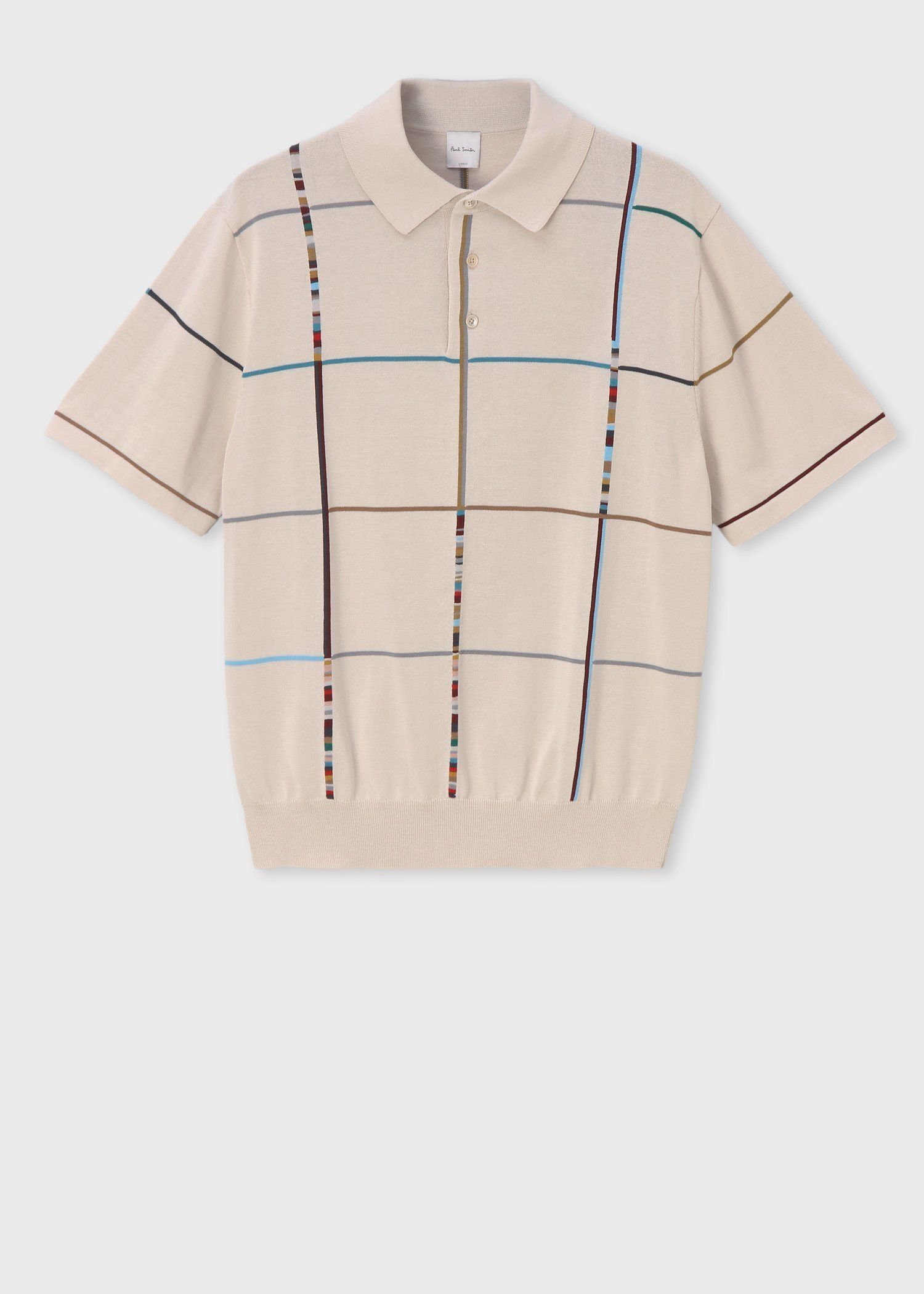 マルチカラーチェック 半袖ニットポロ