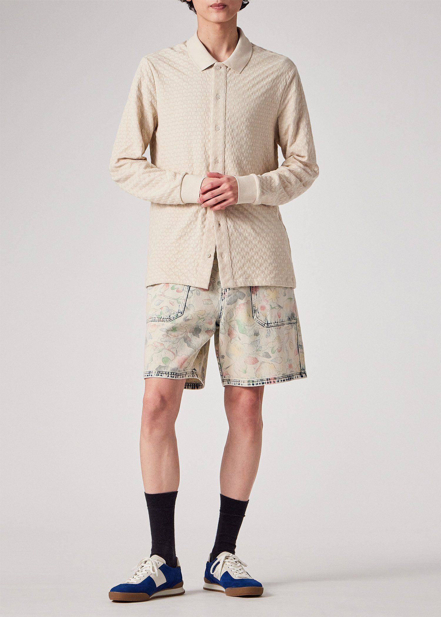 "Bleach Denim Floral" デニムショーツ