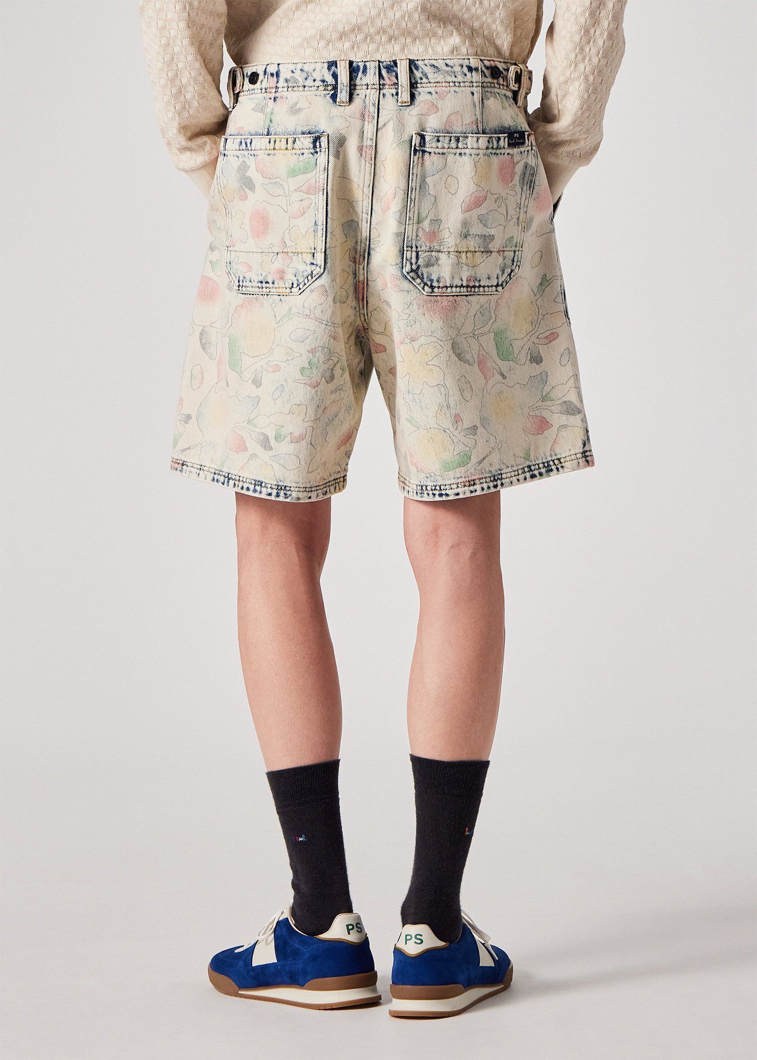 "Bleach Denim Floral" デニムショーツ