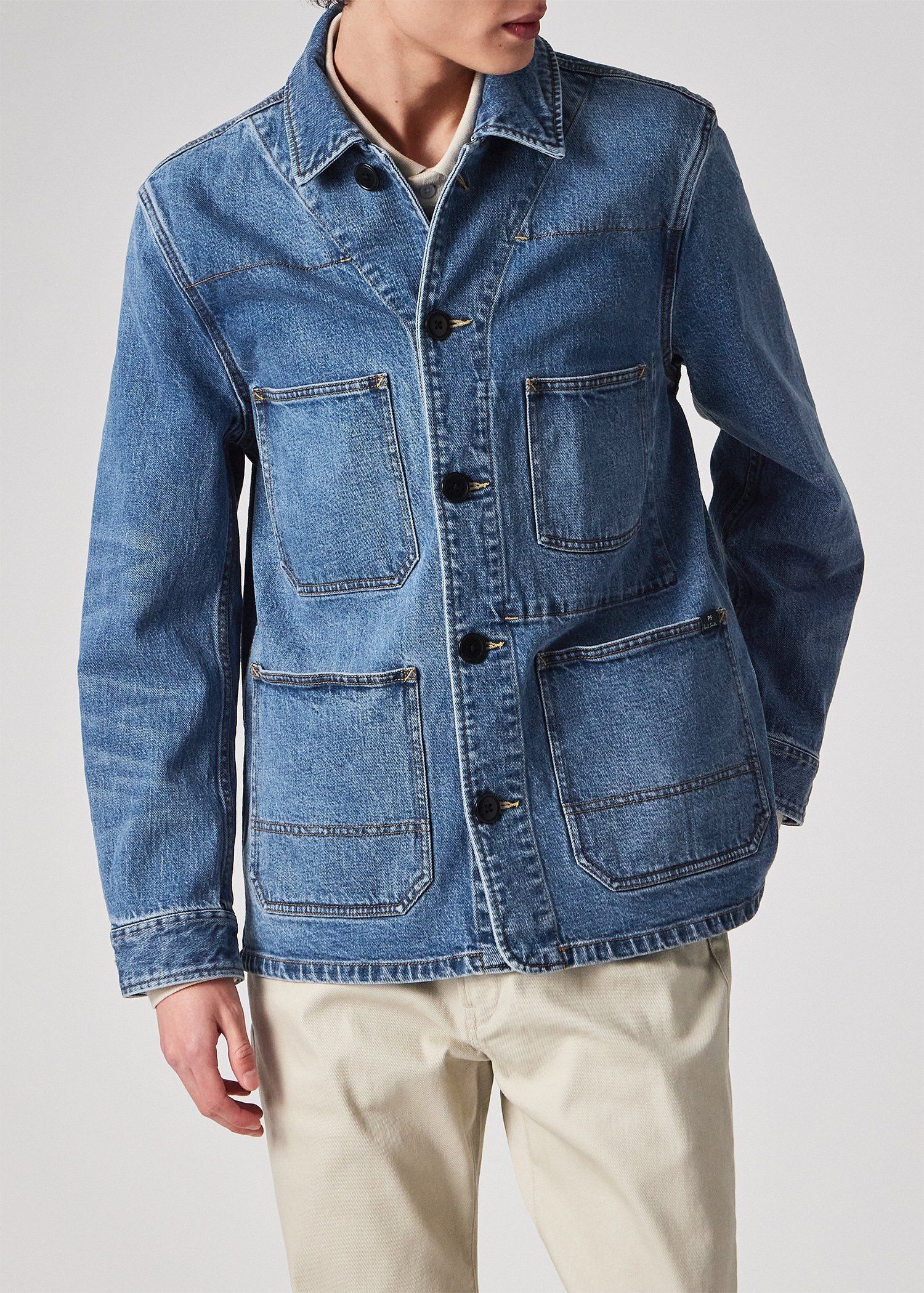 デニム アシンメトリーポケット カバーオール