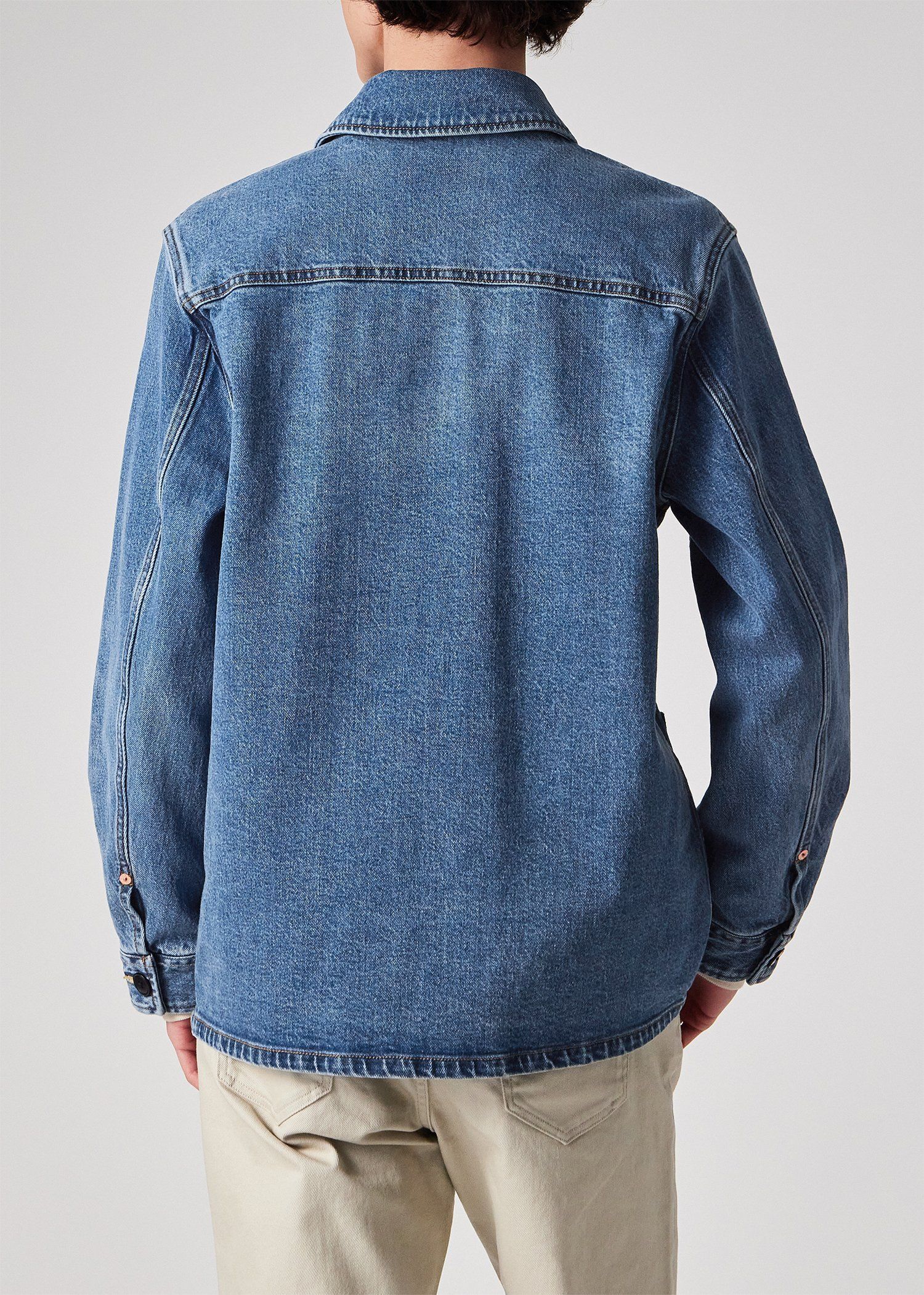 デニム アシンメトリーポケット カバーオール