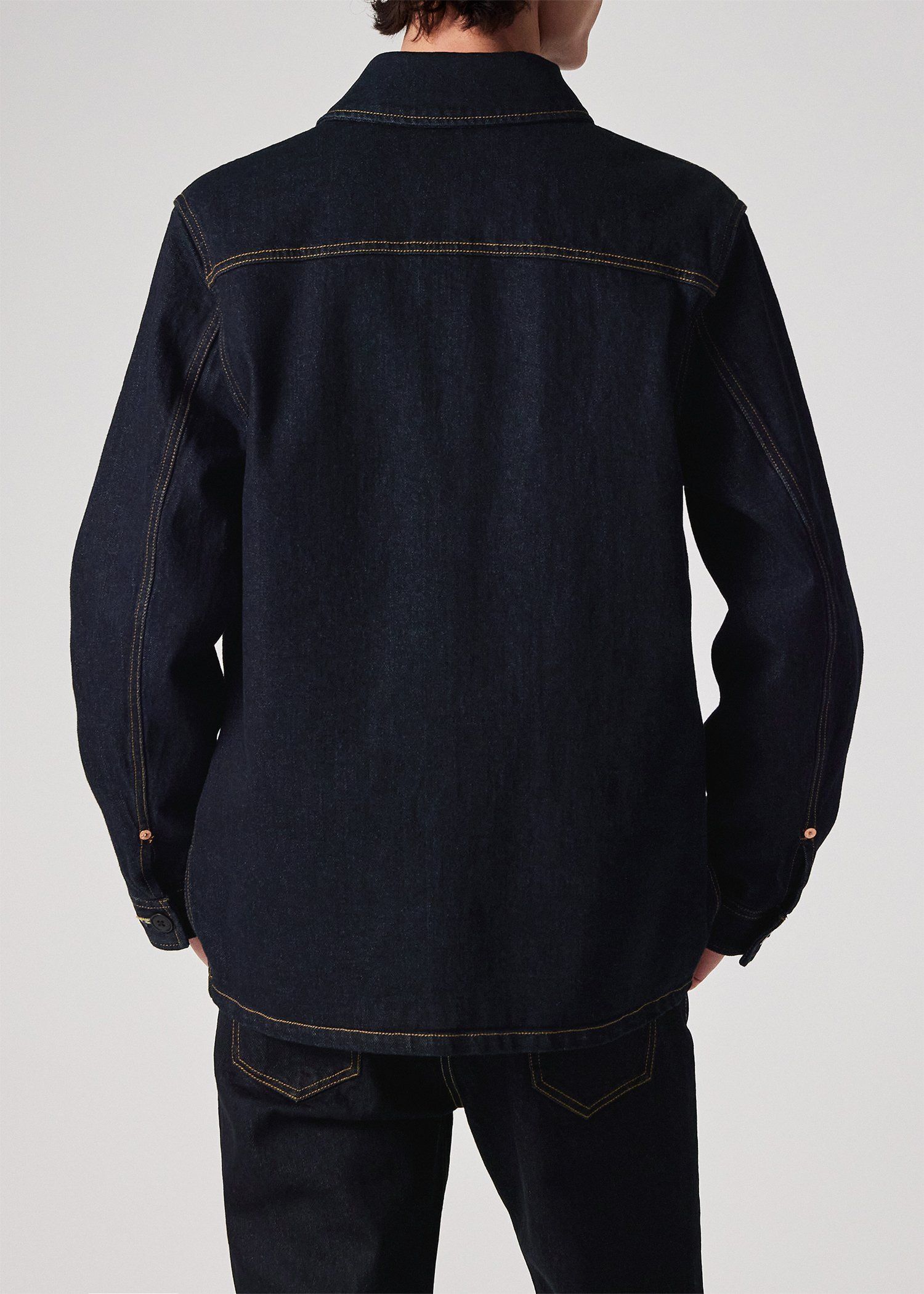 デニム アシンメトリーポケット カバーオール