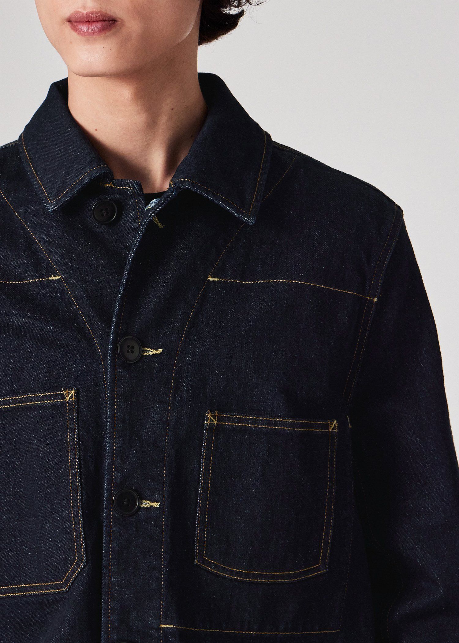 デニム アシンメトリーポケット カバーオール