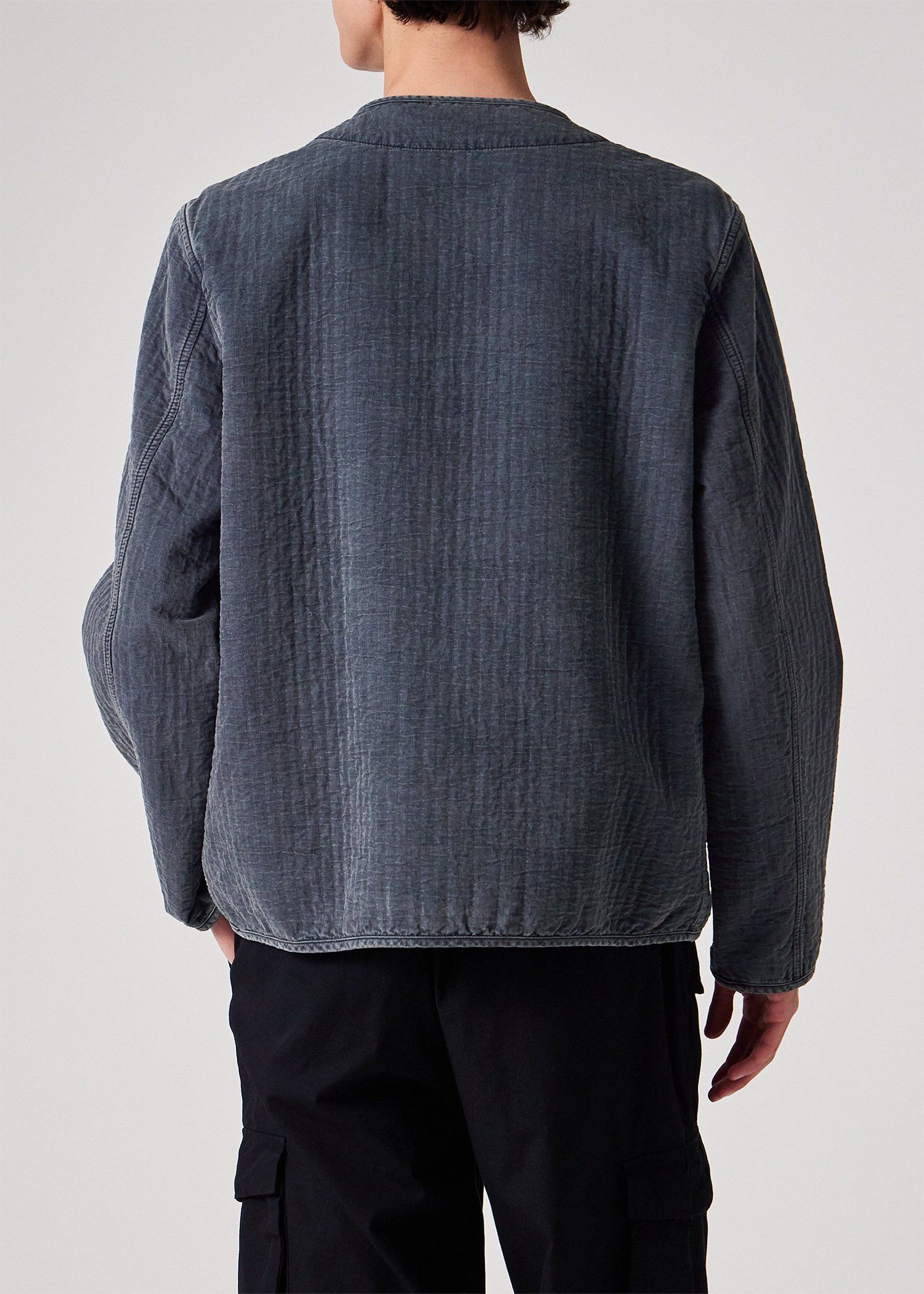 テクスチャードコットン デタッチャブルカラー カバーオール