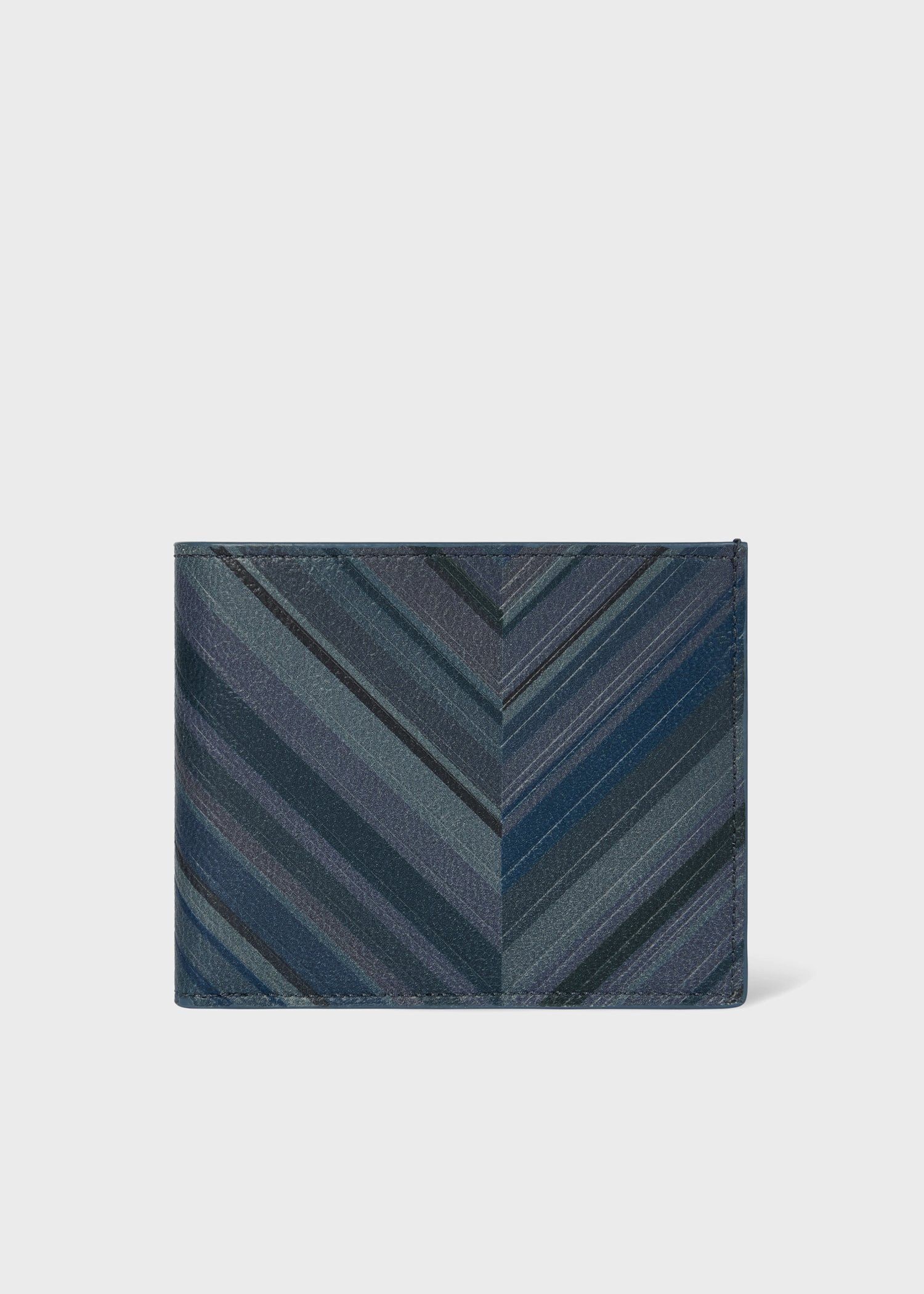 "Blue Chevron Leather" 2つ折り財布