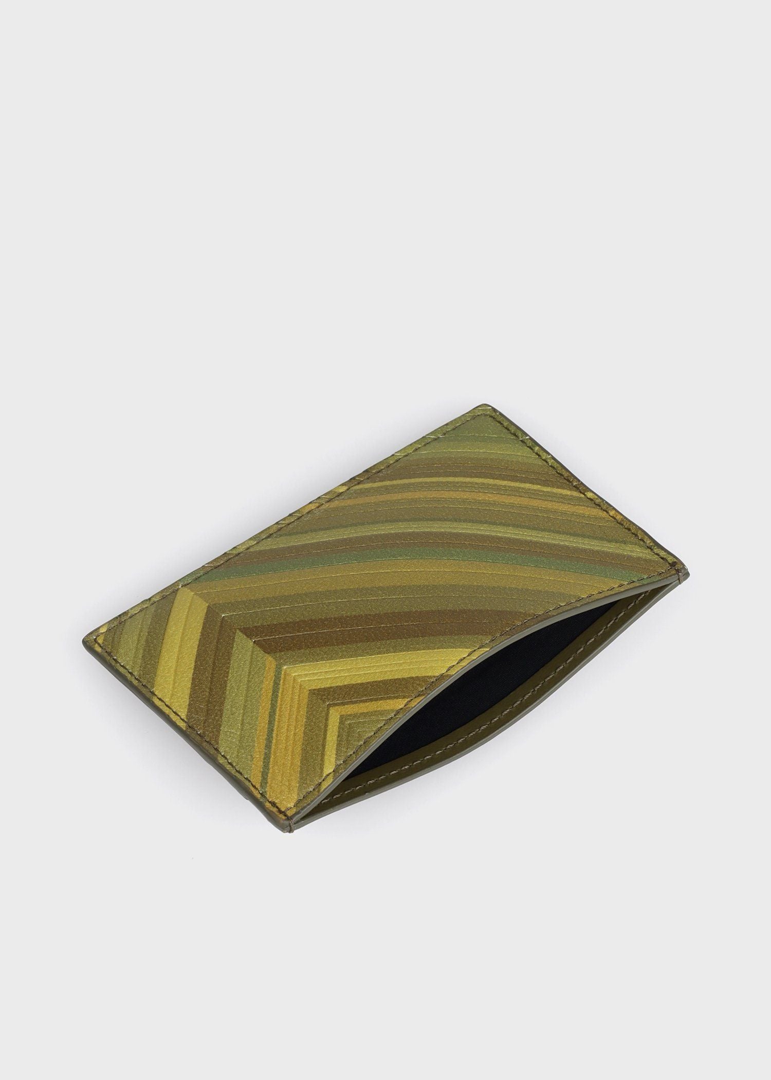 "Green Chevron Leather" パスケース