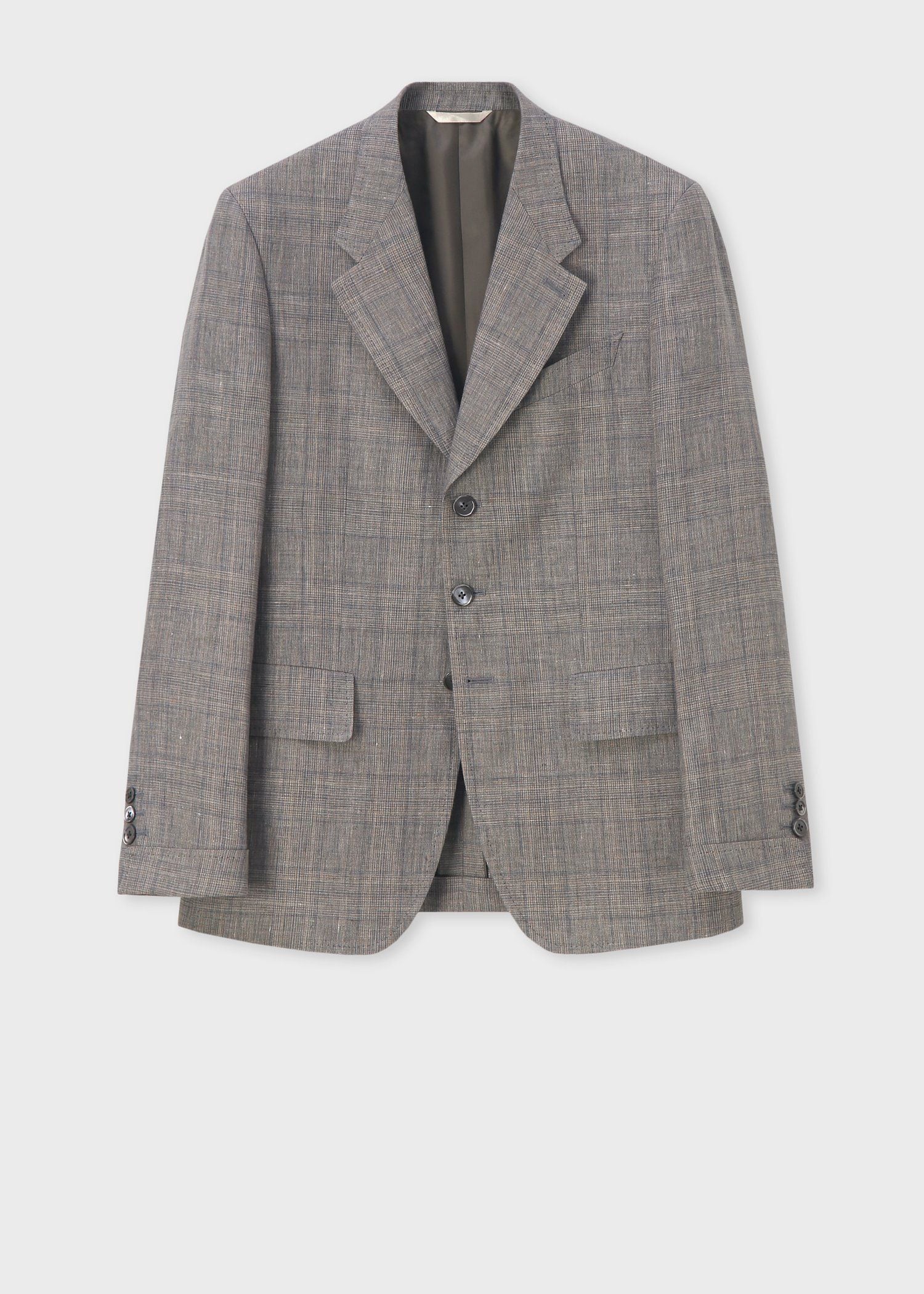 リネンチェック ターンアップカフ 3Bジャケット