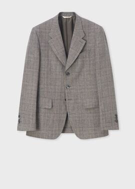 リネンチェック ターンアップカフ 3Bジャケット